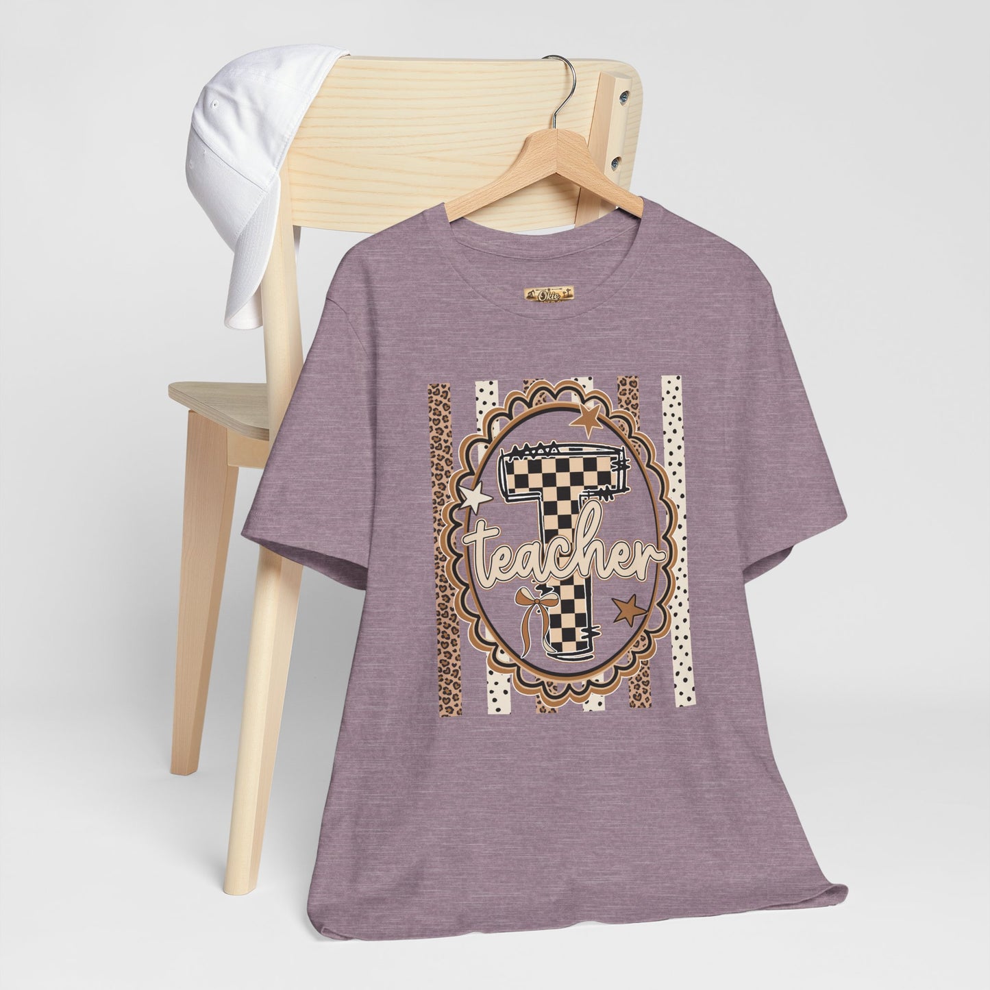 Teacher Monogram Tee — Number 1 Checkered Design