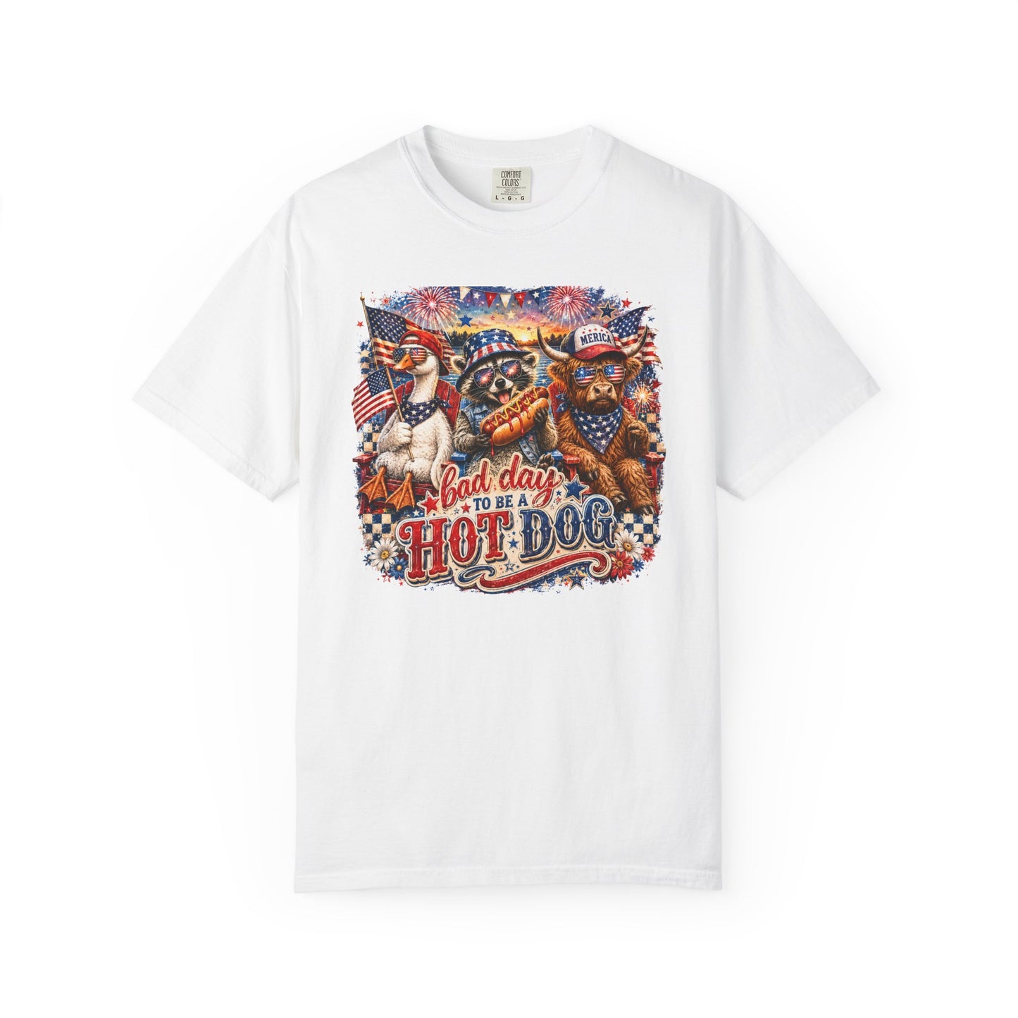 Patriotic 'Born to Be a Hot Dog' Graphic T-Shirt