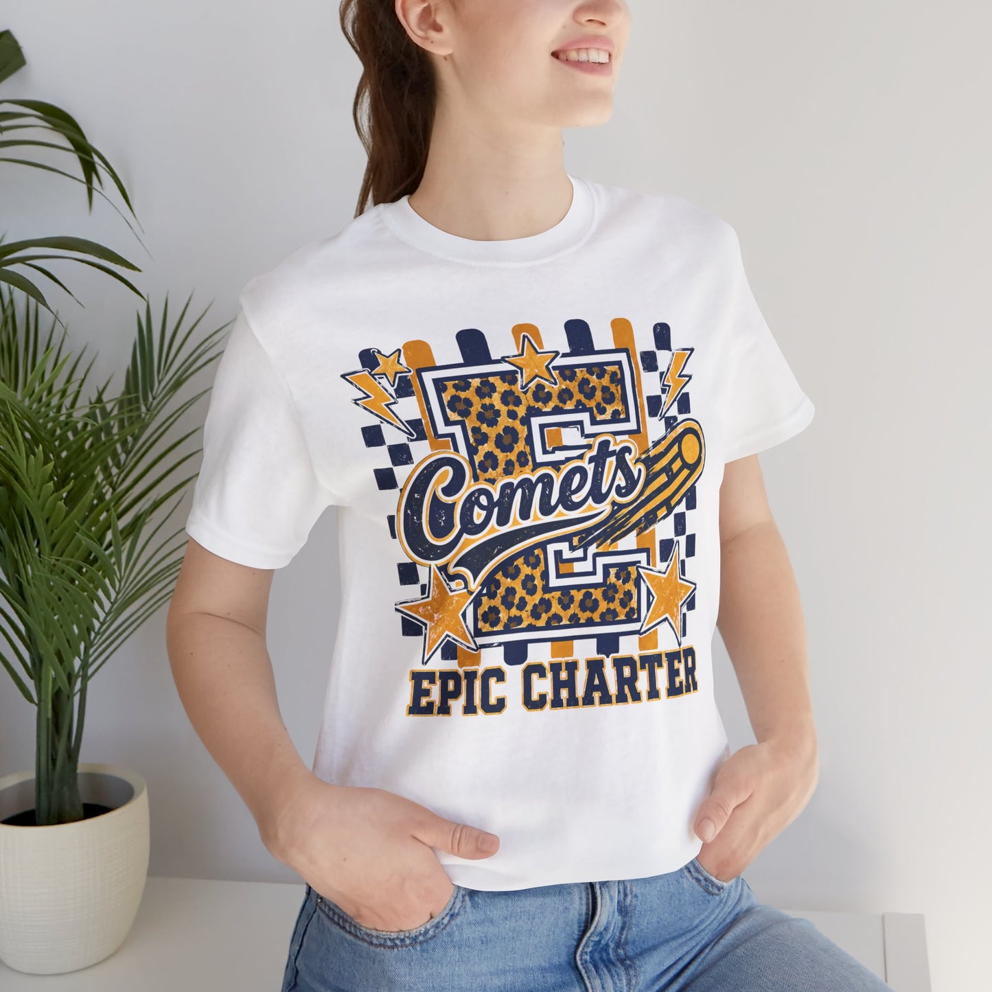 Comets Epic Charter Baseball T-Shirt — Leopard Letter Sports Tee