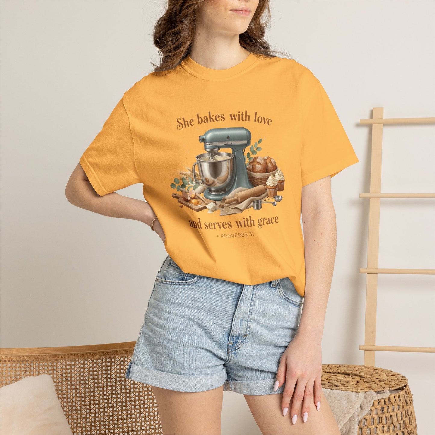 Baker’s Grace T-Shirt – "She bakes with love and serves with grace" Kitchen Tee
