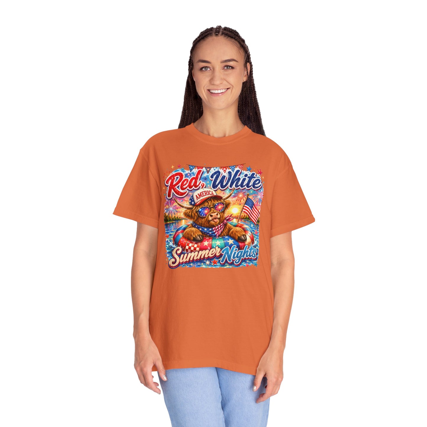 Red, White & Summer Nights T-Shirt — Patriotic Fourth of July Bear Graphic Tee