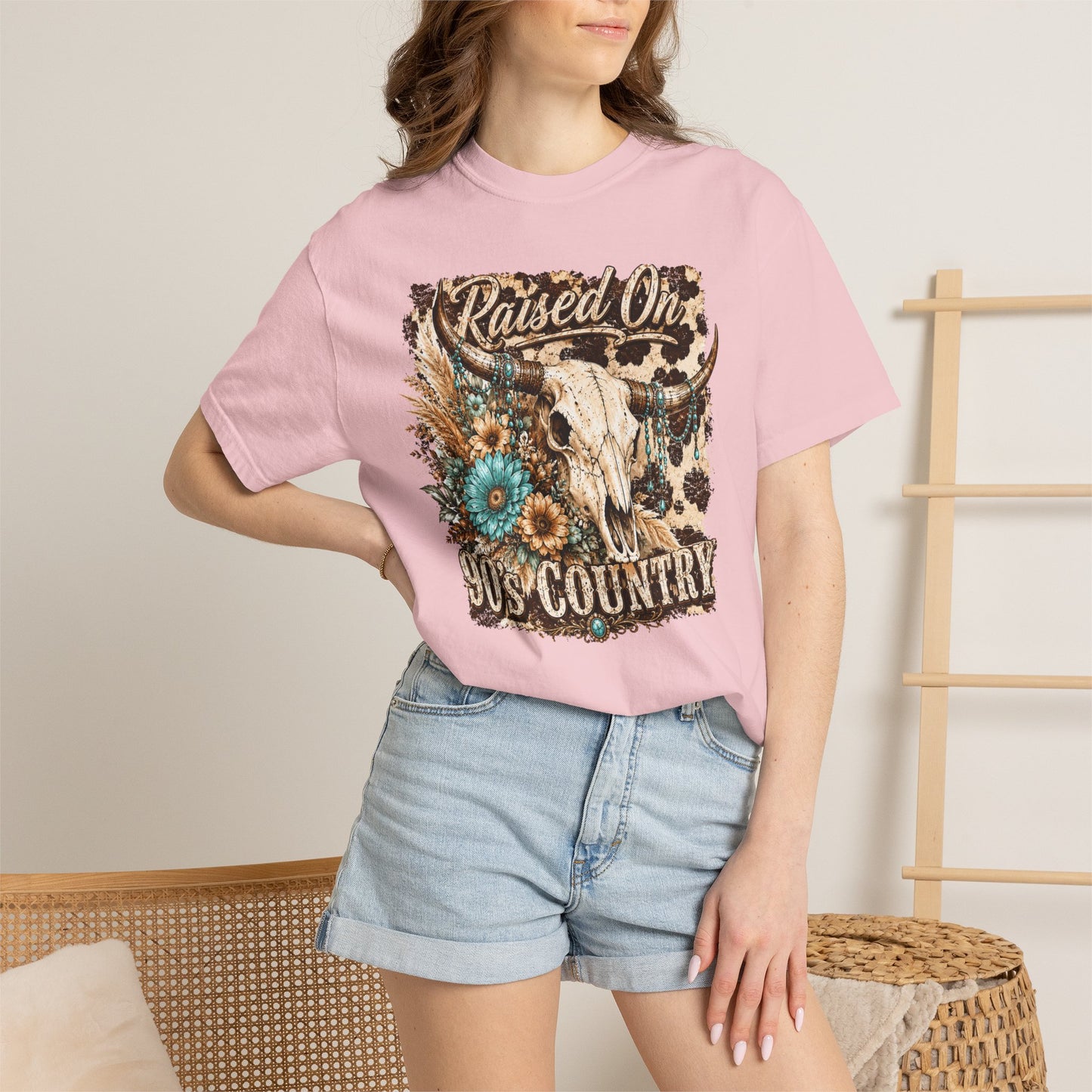 Raised On 90s Country T-Shirt — Vintage Cow Skull Western Tee