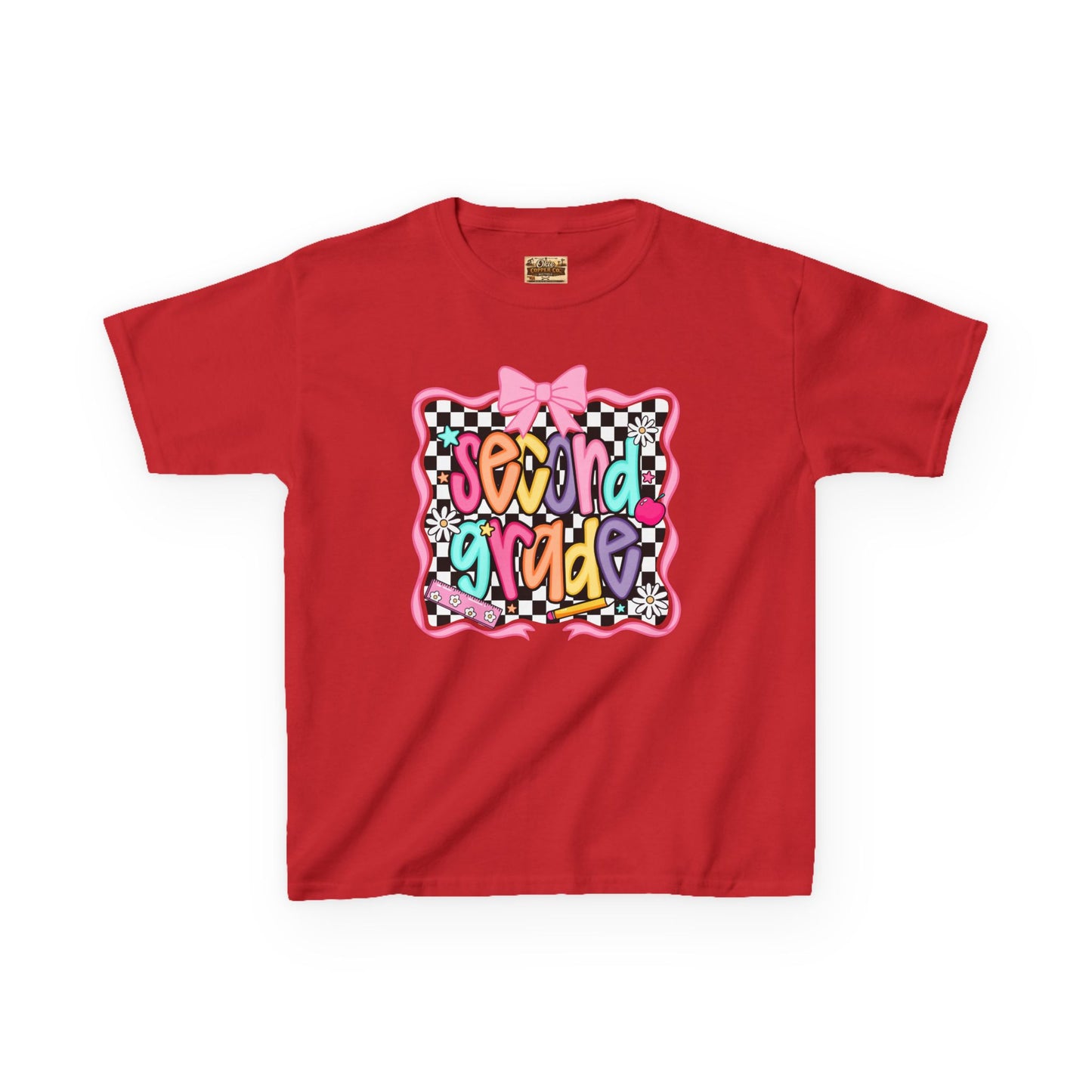 Second Grade Kids Tee — Colorful Back-to-School Cute Bow Design