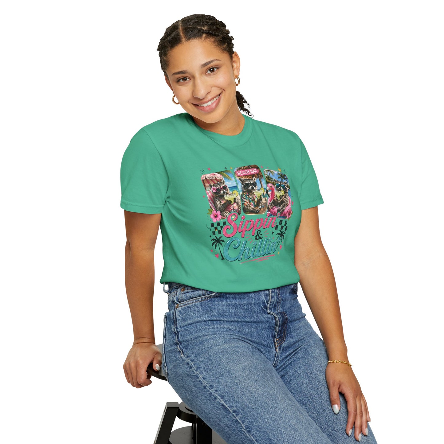 Sippin' & Chillin' T-Shirt — Retro Tropical Drink Graphic Tee