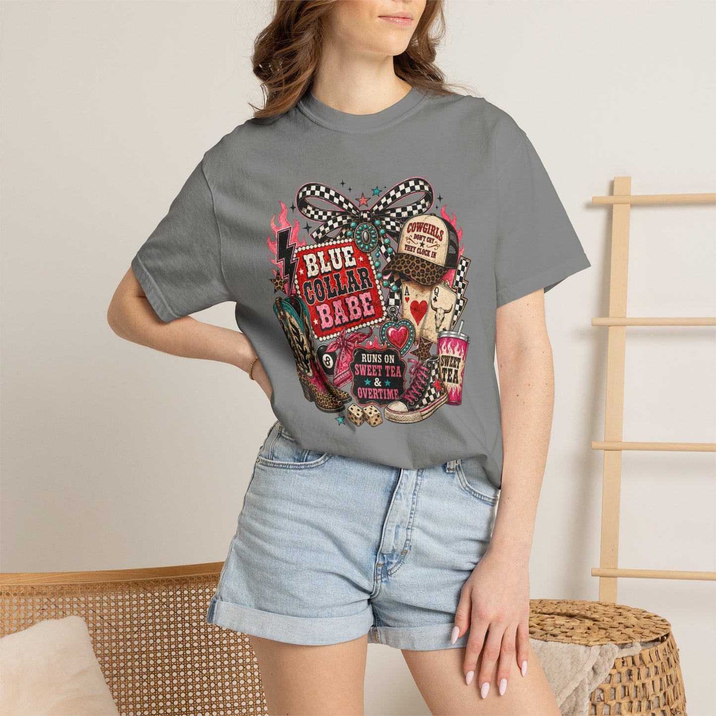 Blue Collar Babe T-Shirt — Retro Cowgirl Graphic Tee