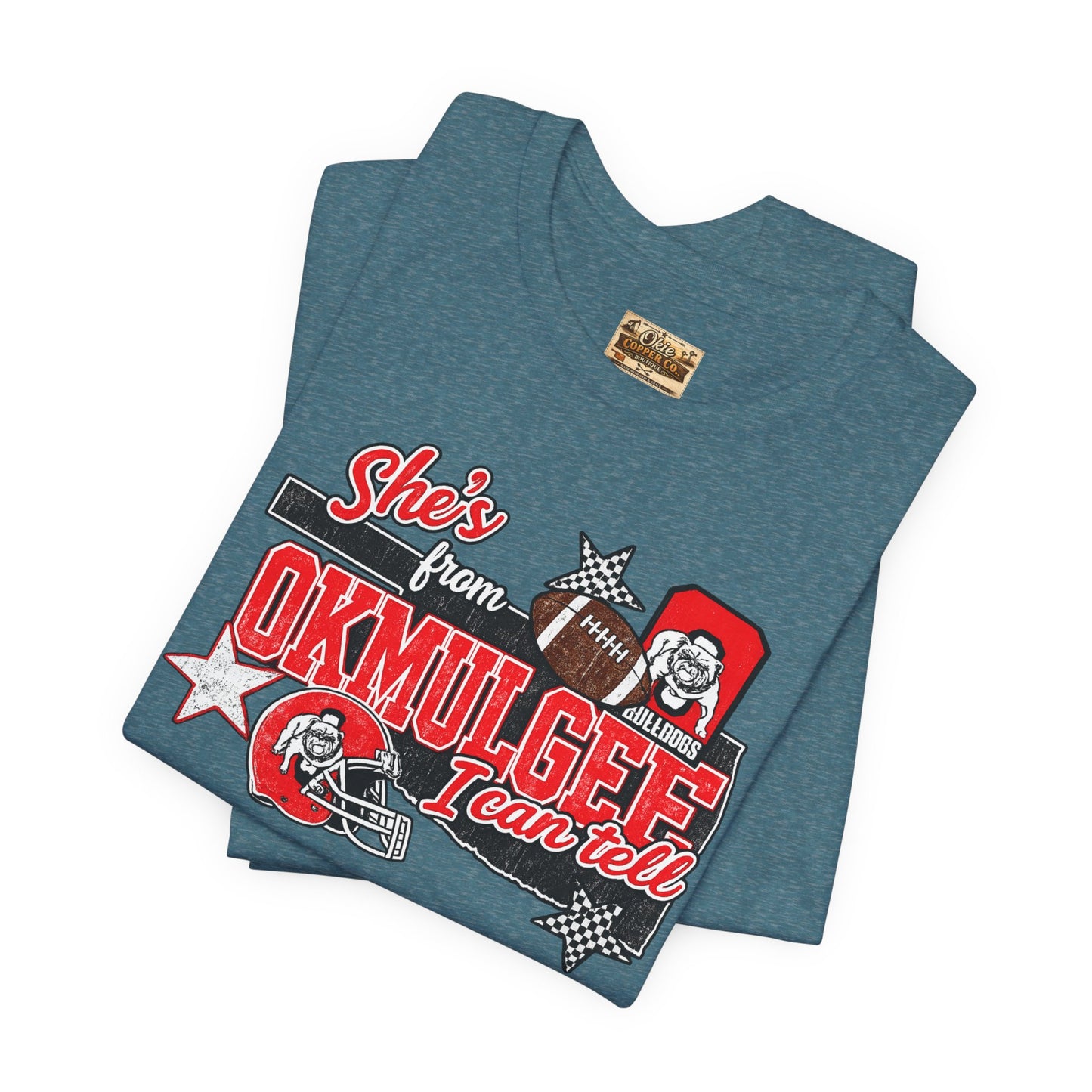 Okmulgee Cardinals Football Tee — She’s From Okmulgee Design