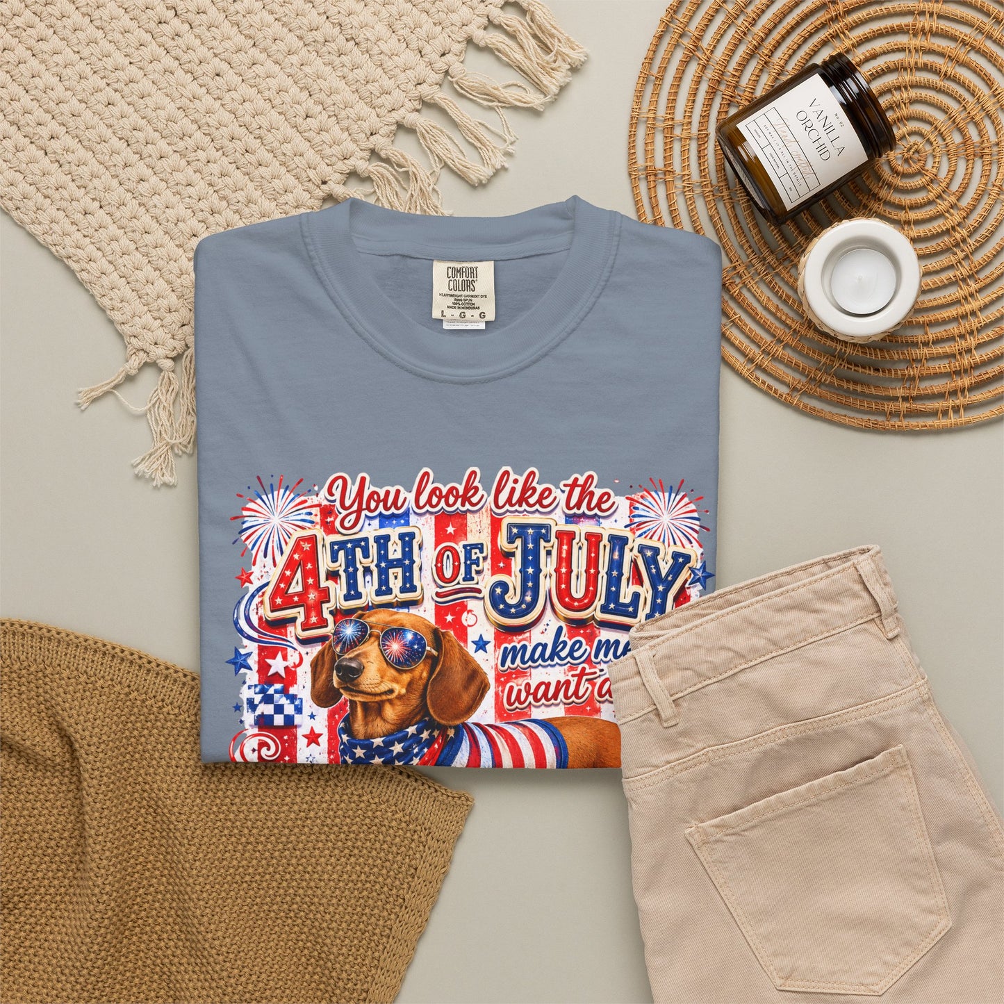 4th of July Hot Dog Dachshund T-Shirt – Patriotic Funny BBQ Tee