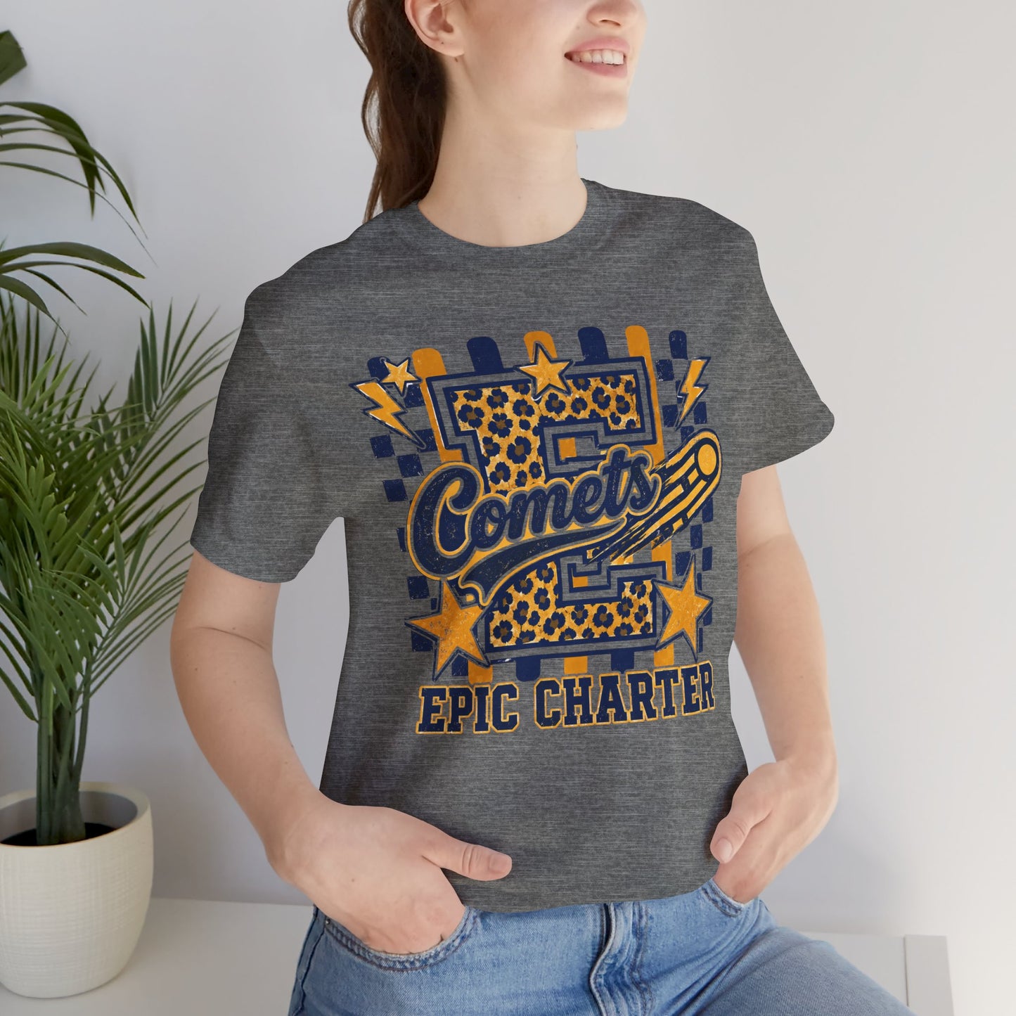 Comets Epic Charter Baseball T-Shirt — Leopard Letter Sports Tee