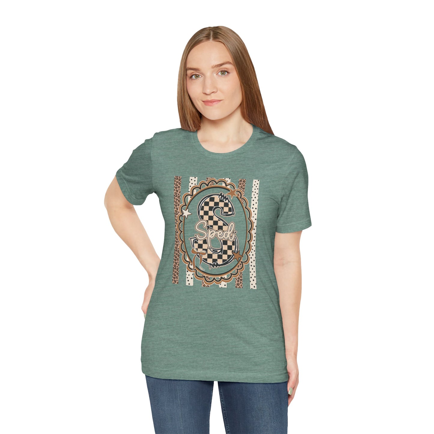 Sped S Monogram Tee — Checkerboard Leopard Graphic T-Shirt