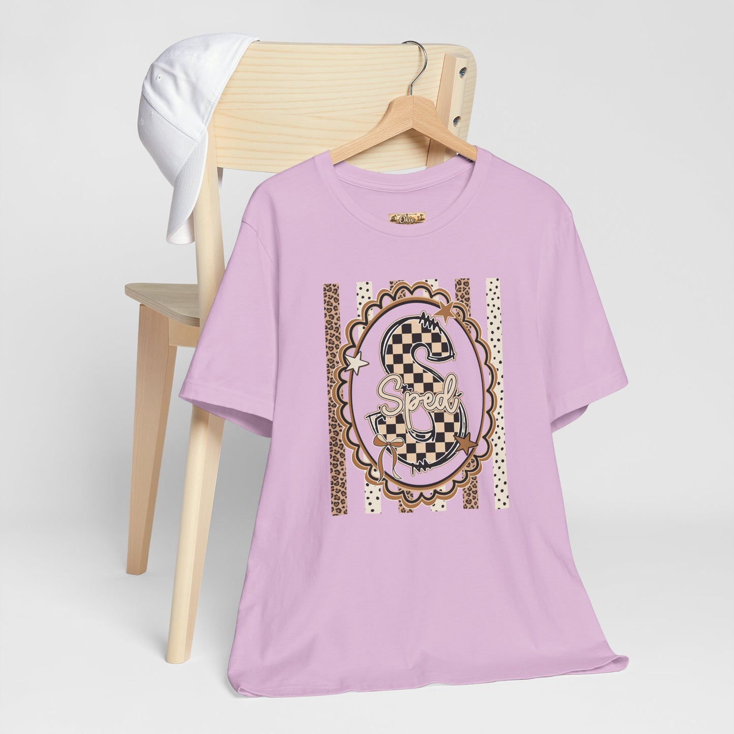 Sped S Monogram Tee — Checkerboard Leopard Graphic T-Shirt