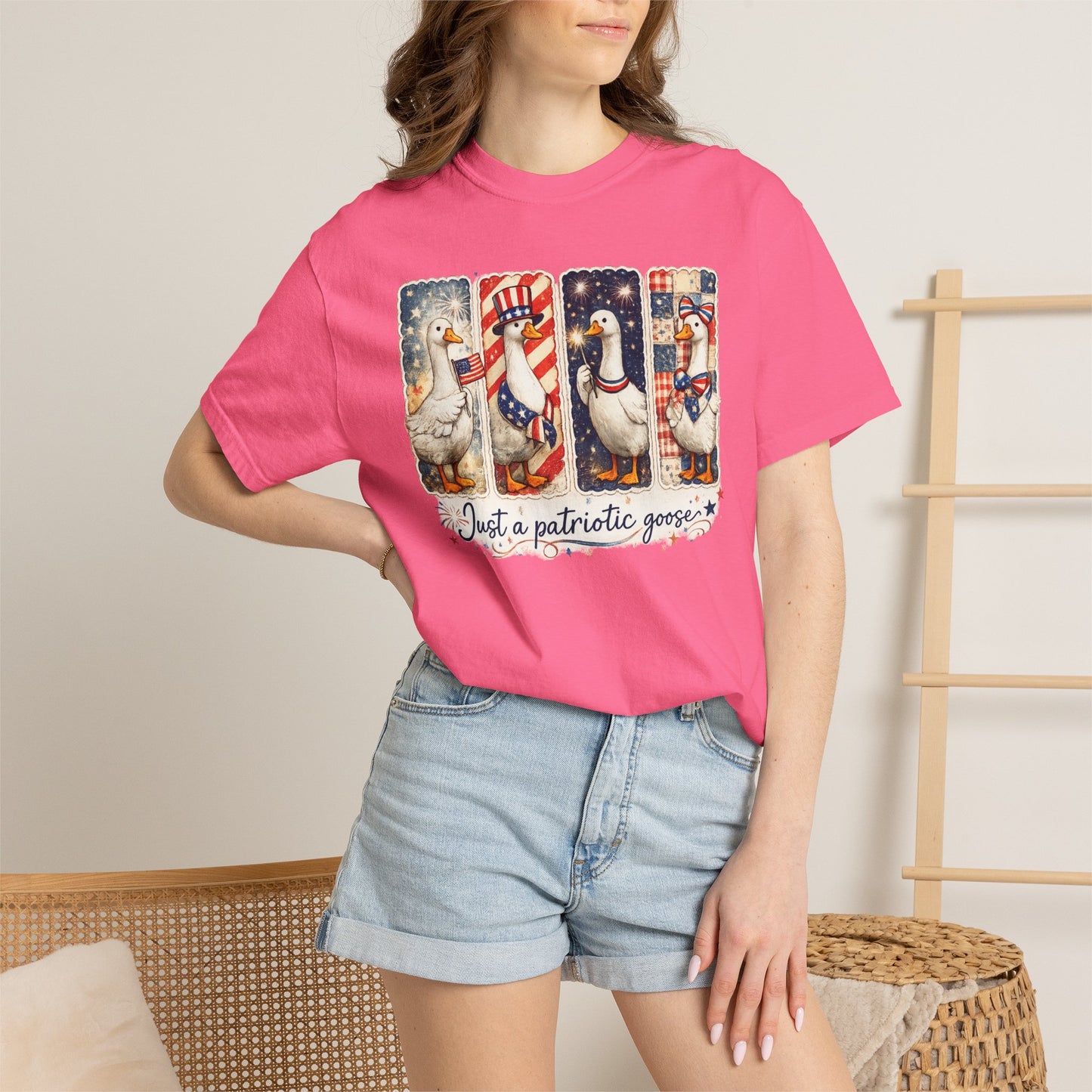 Patriotic Goose T-Shirt — "Just a patriotic goose" Americana Tee