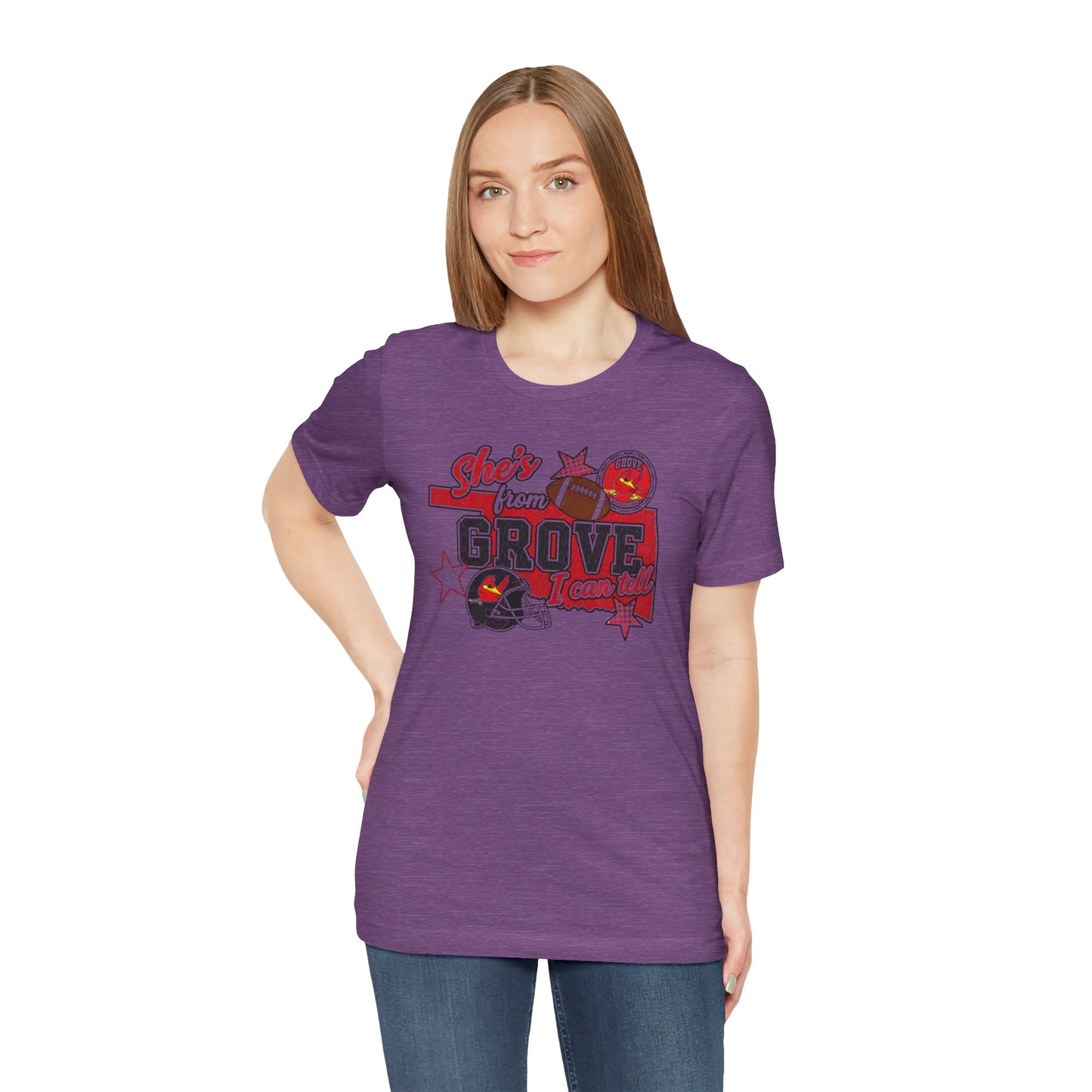 She's From Grove I Can Tell T-Shirt — Grove Football Fan Tee