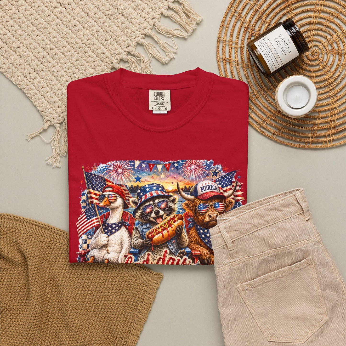 Patriotic 'Born to Be a Hot Dog' Graphic T-Shirt