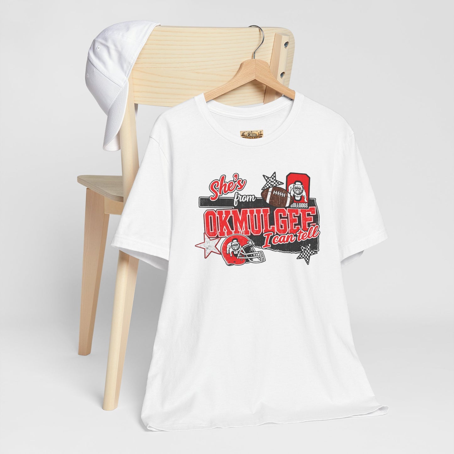 Okmulgee Cardinals Football Tee — She’s From Okmulgee Design