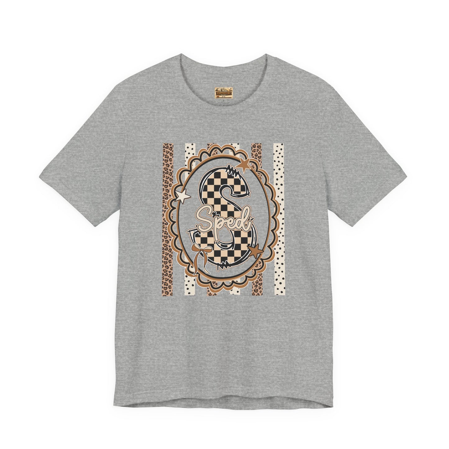 Sped S Monogram Tee — Checkerboard Leopard Graphic T-Shirt