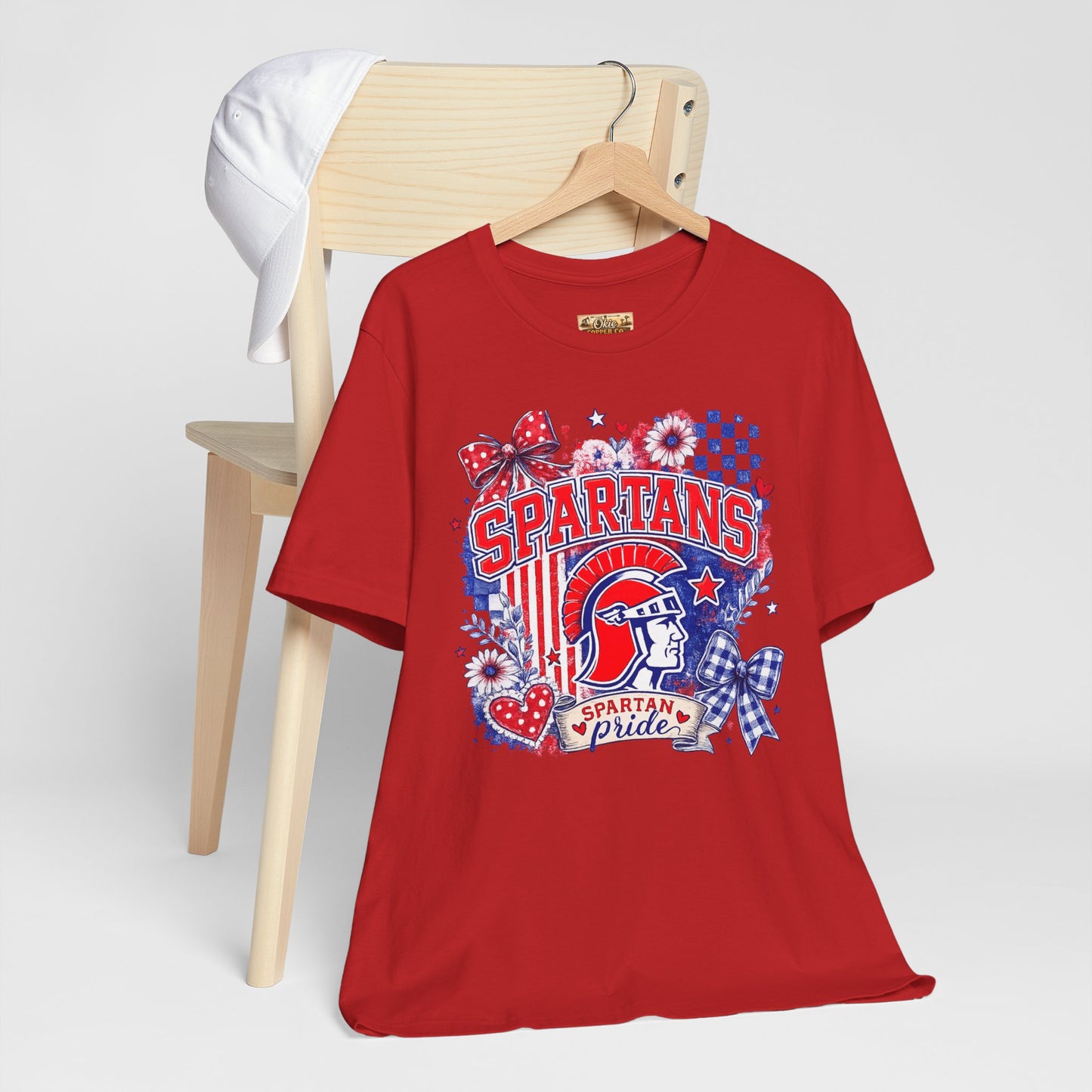 Spartans Pride Graphic Tee — Red, White & Blue School Spirit T-Shirt