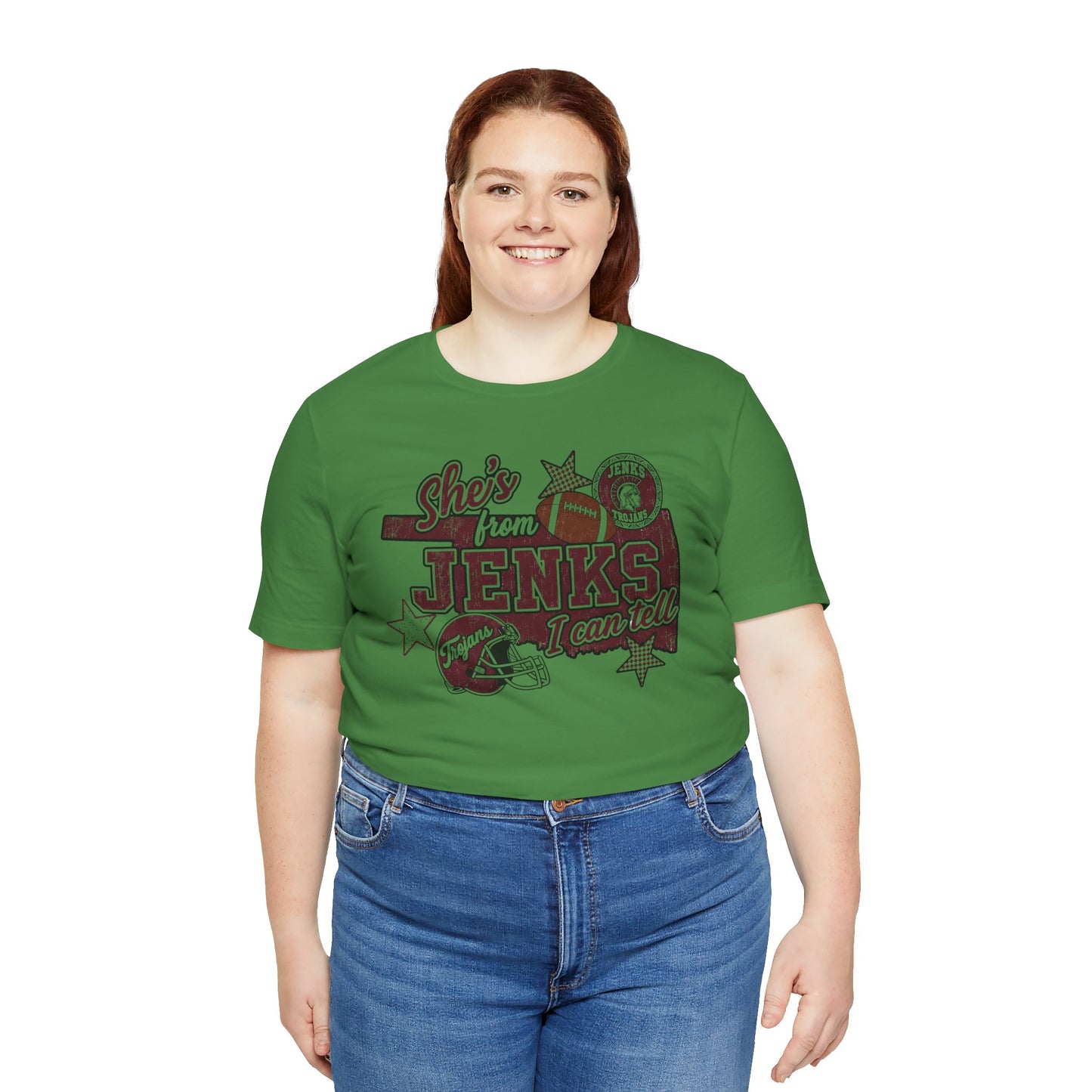 She's from Jenks Tee — Vintage High School Football Graphic T-Shirt