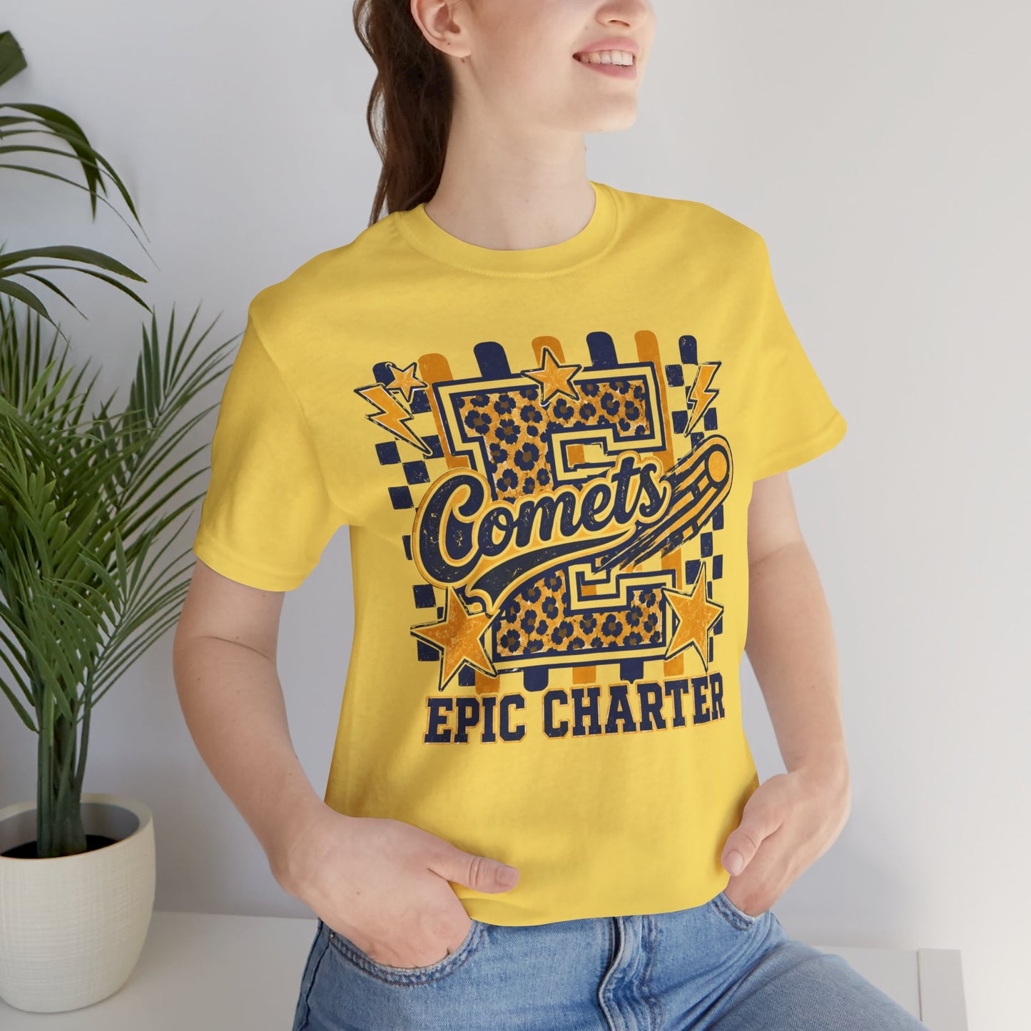 Comets Epic Charter Baseball T-Shirt — Leopard Letter Sports Tee