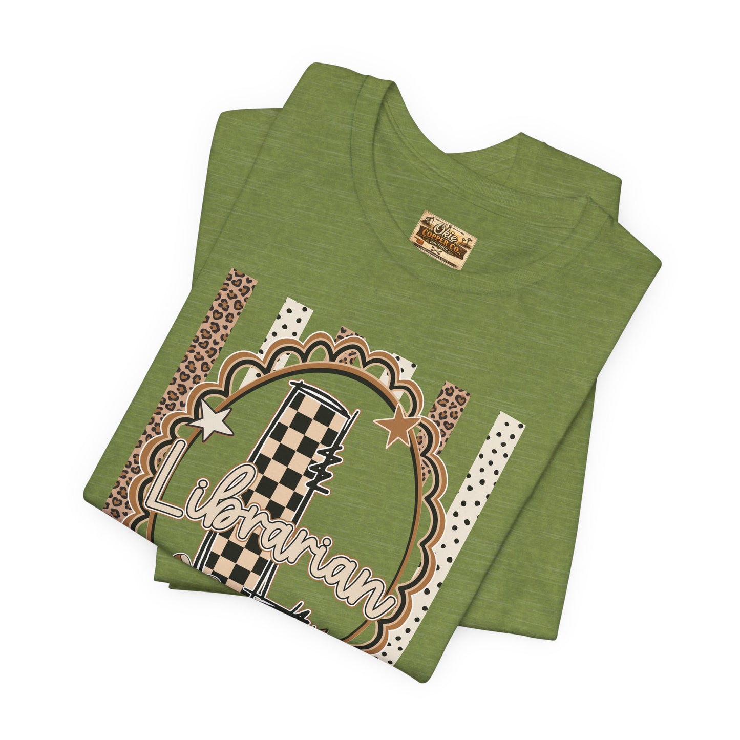 Librarian Checkerboard Letter L Tee — Vintage Booklover Graphic T-Shirt