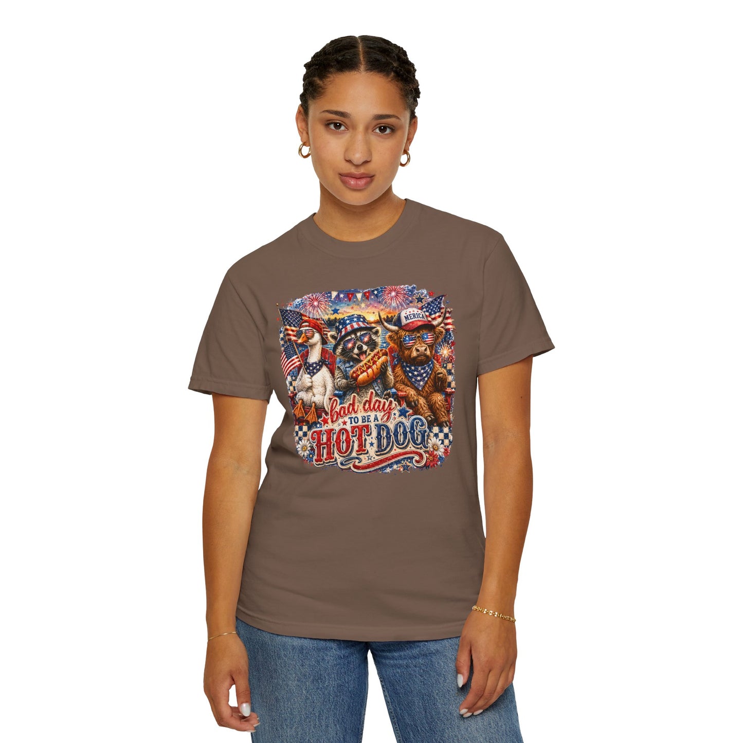 Patriotic 'Born to Be a Hot Dog' Graphic T-Shirt