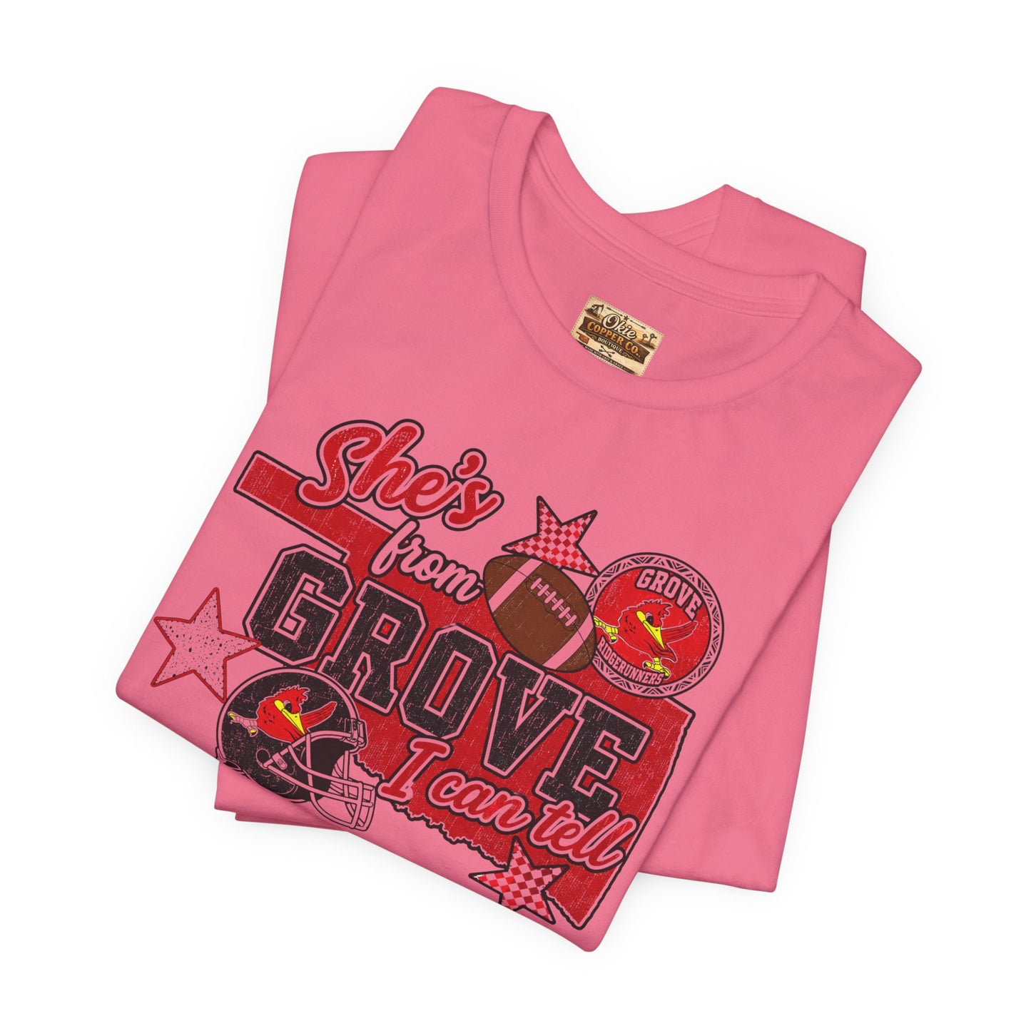She's From Grove I Can Tell T-Shirt — Grove Football Fan Tee