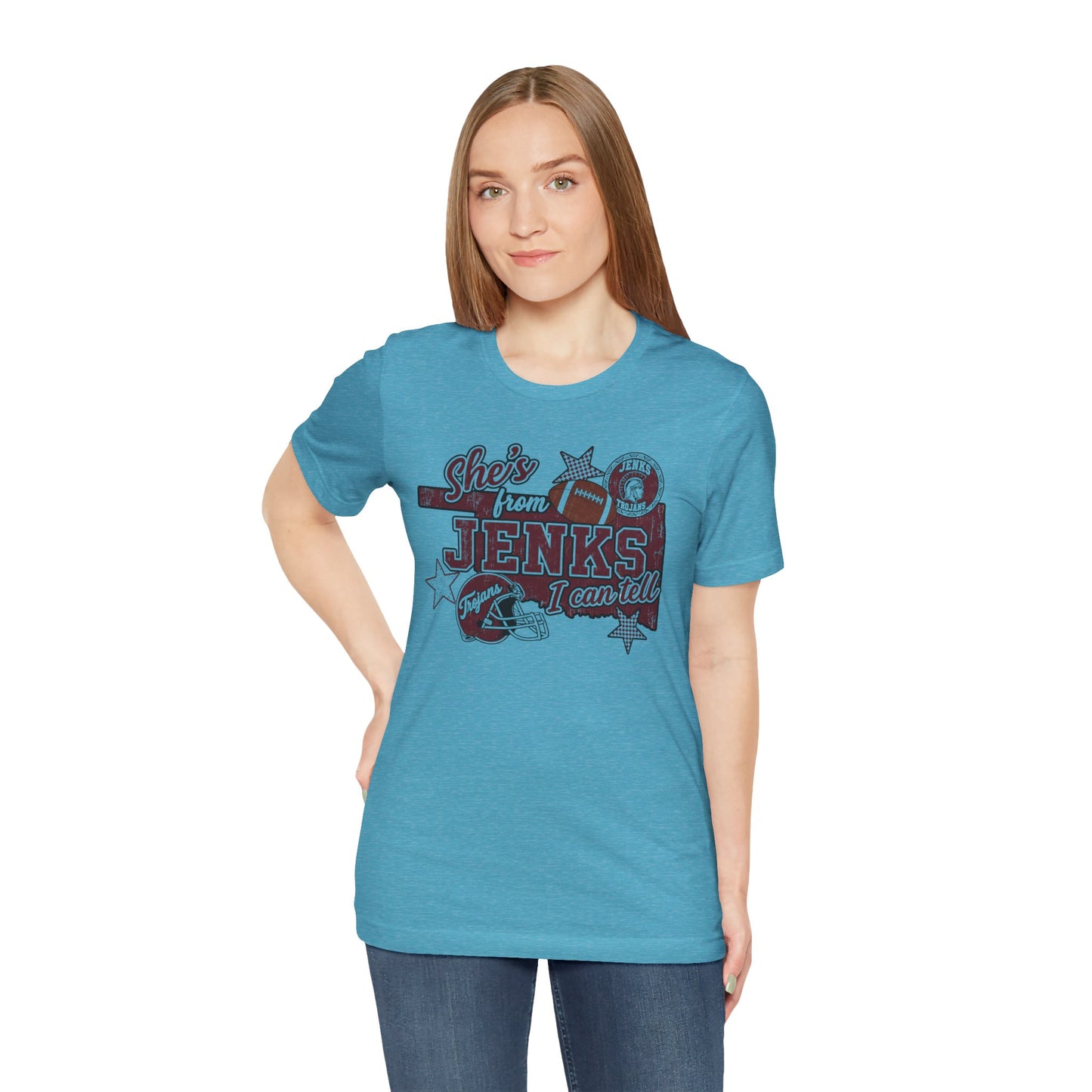 She's from Jenks Tee — Vintage High School Football Graphic T-Shirt
