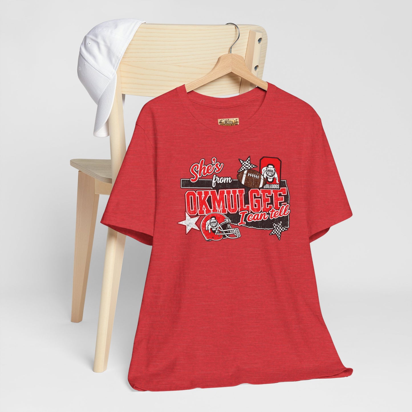 Okmulgee Cardinals Football Tee — She’s From Okmulgee Design