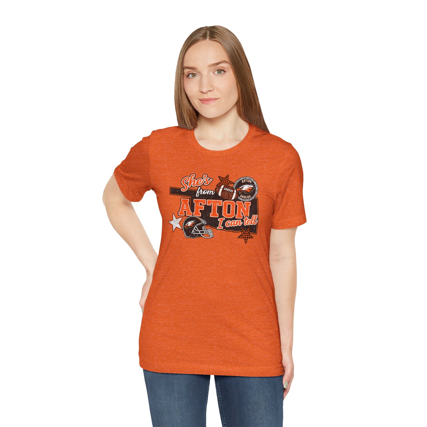 Afton Football Town Retro Graphic Tee — "Shes from Afton I can too"