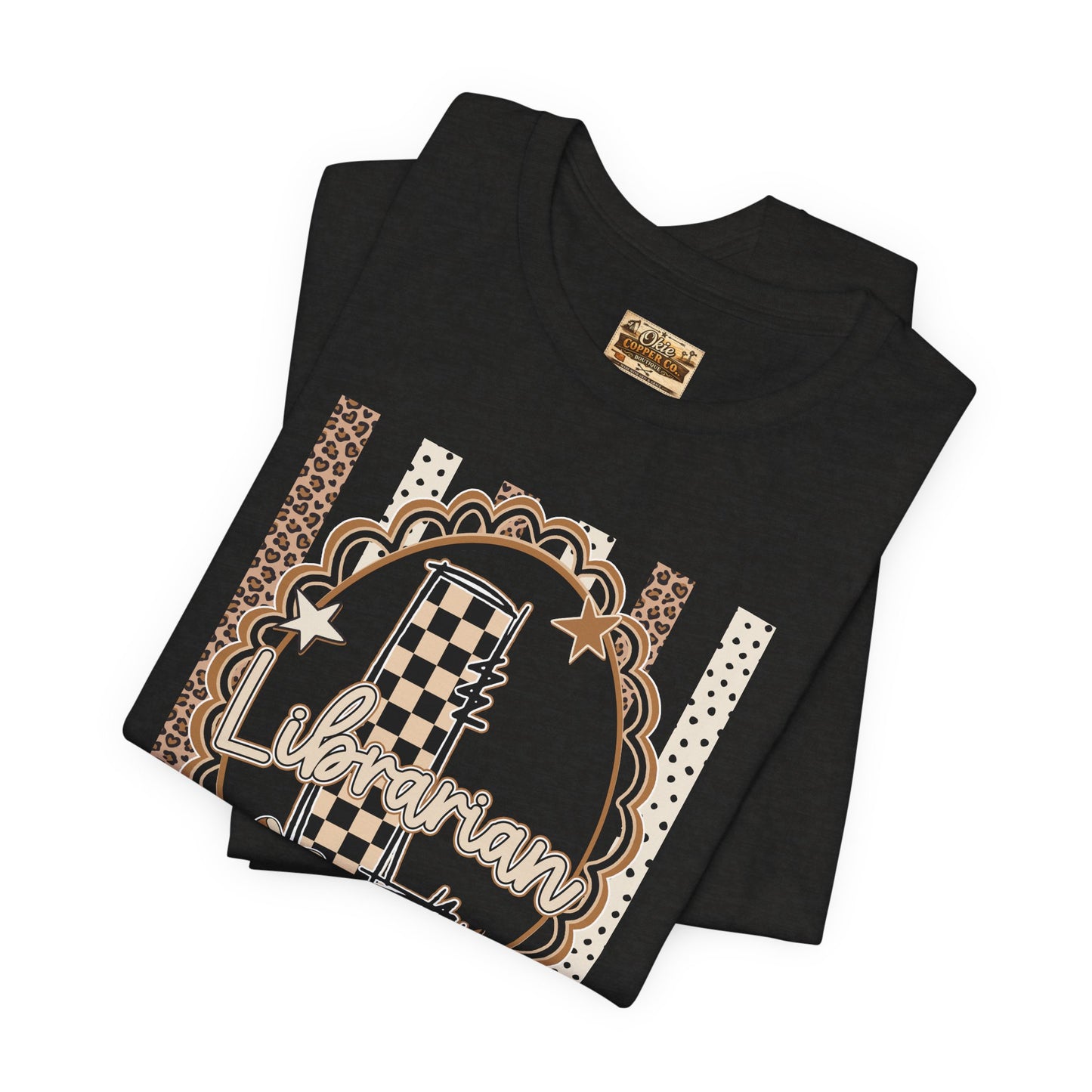 Librarian Checkerboard Letter L Tee — Vintage Booklover Graphic T-Shirt