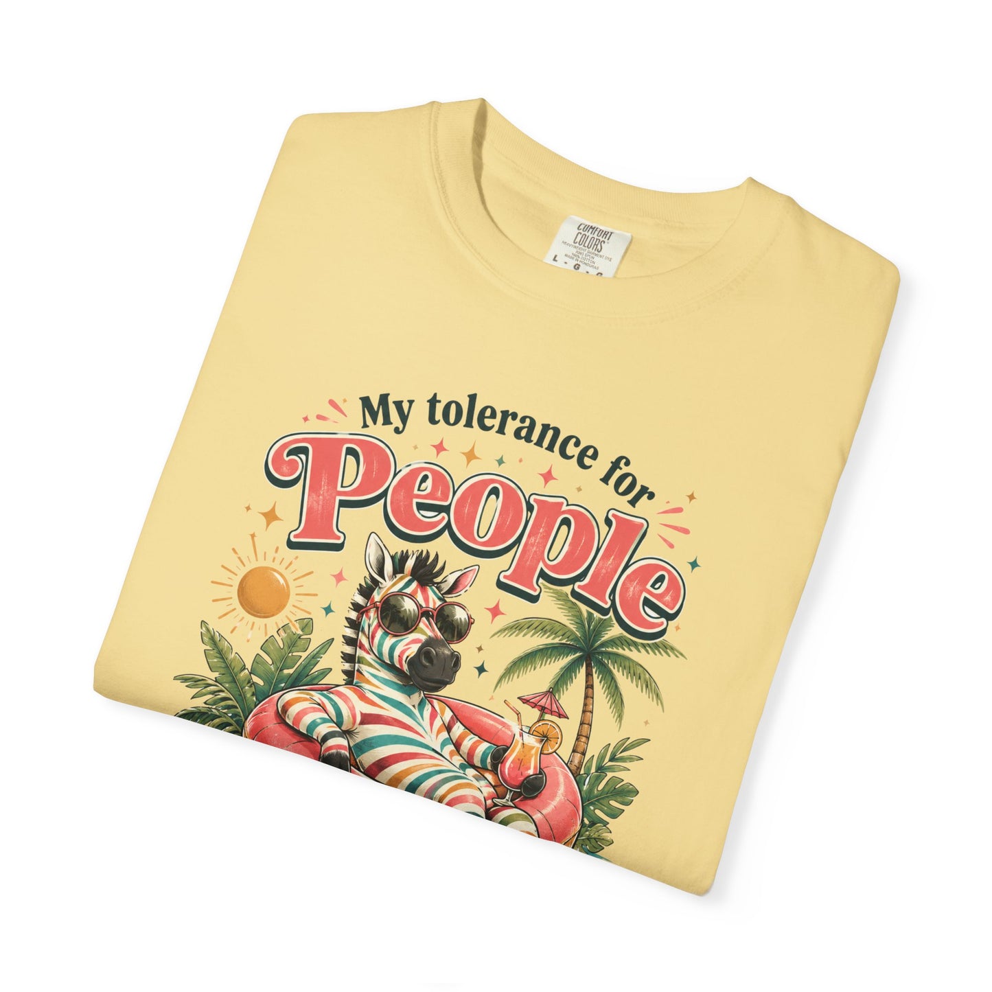 "My Tolerance for People Lasts This Long" Retro Cat Pool Float Graphic Tee