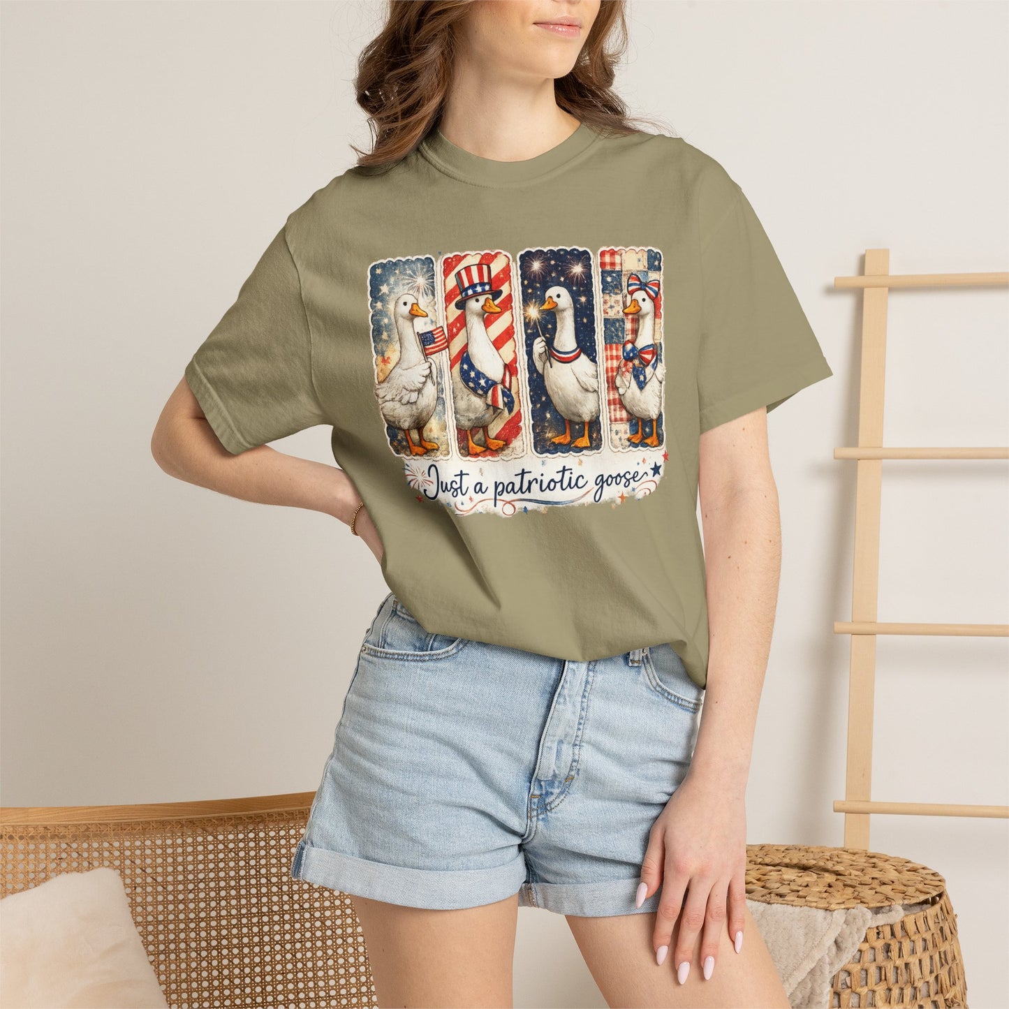 Patriotic Goose T-Shirt — "Just a patriotic goose" Americana Tee