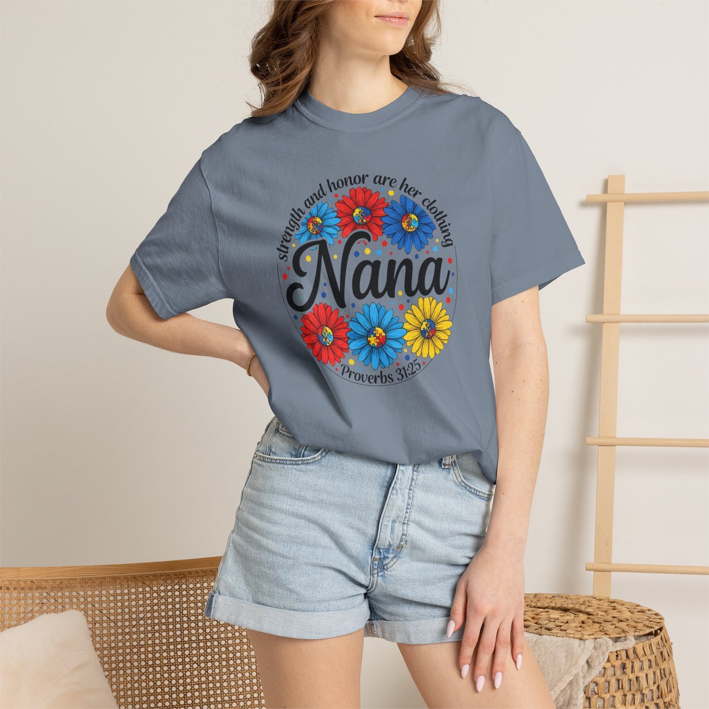Nana Floral Proverbs T-Shirt — “Strength and Honor” Grandma Gift