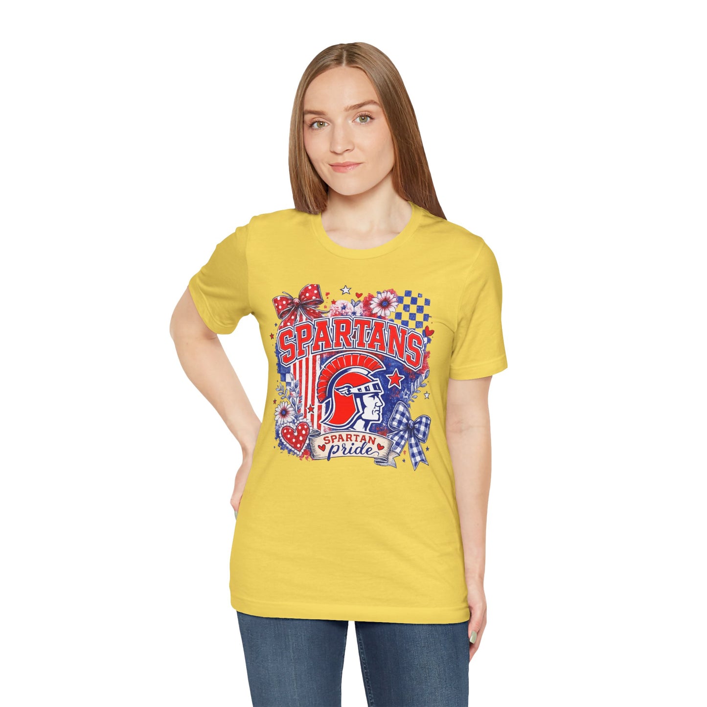 Spartans Pride Graphic Tee — Red, White & Blue School Spirit T-Shirt