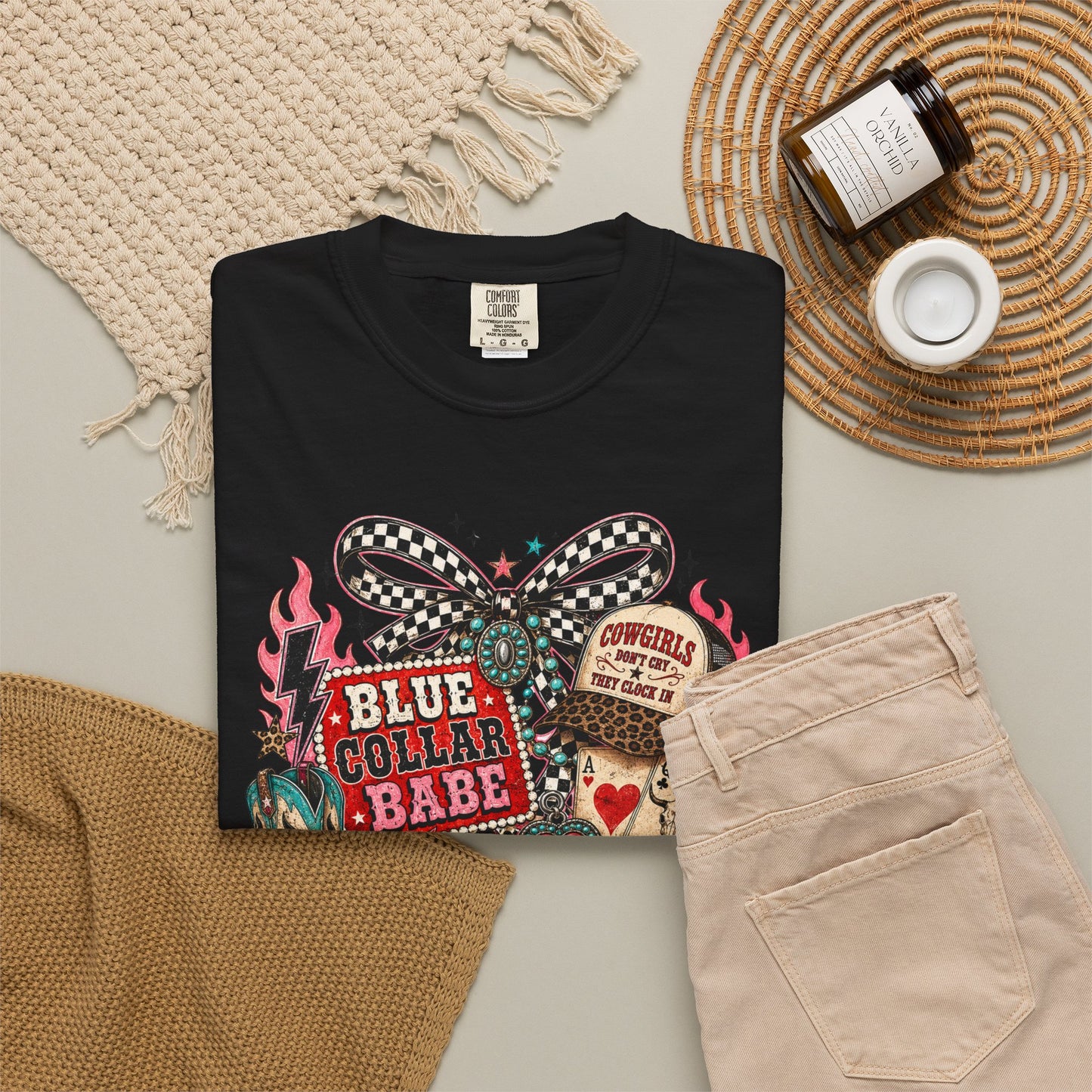 Blue Collar Babe T-Shirt — Retro Cowgirl Graphic Tee