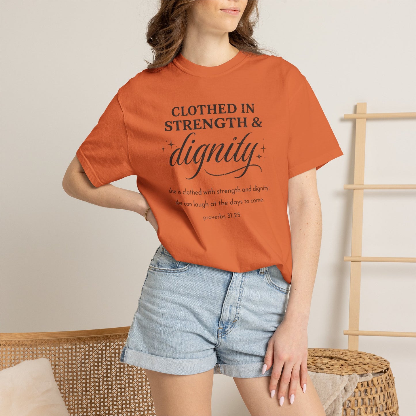 Clothed in Strength & Dignity T-Shirt — Inspirational Proverbs 31 Tee