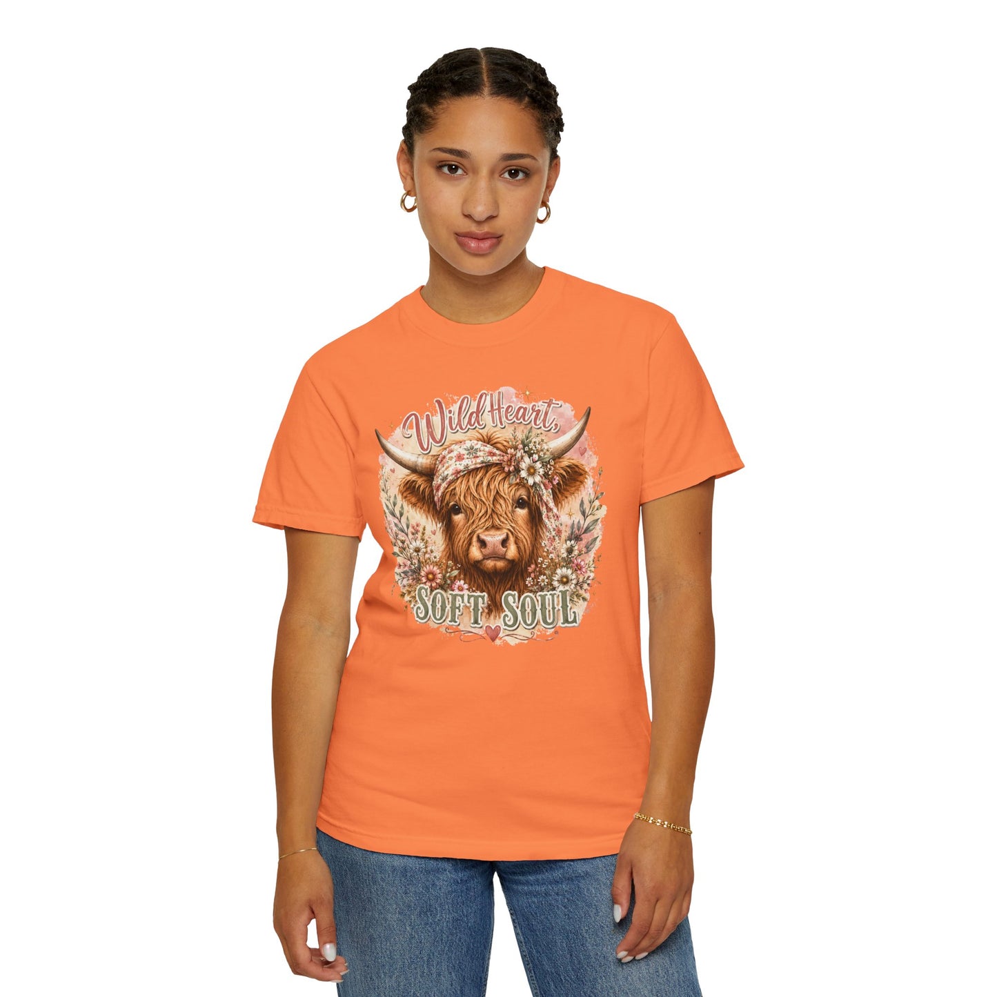 T-Shirt — “Wild Heart, Soft Soul” Highland Cow Graphic Tee