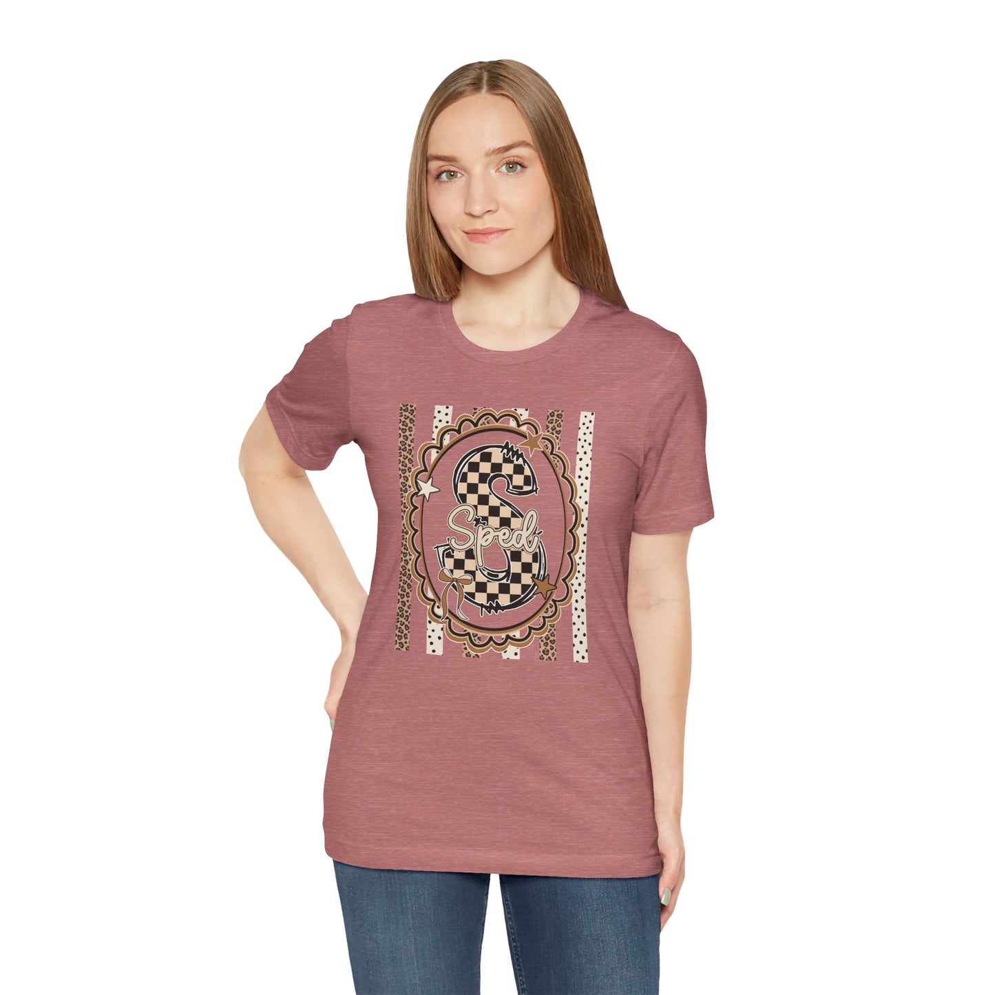 Sped S Monogram Tee — Checkerboard Leopard Graphic T-Shirt