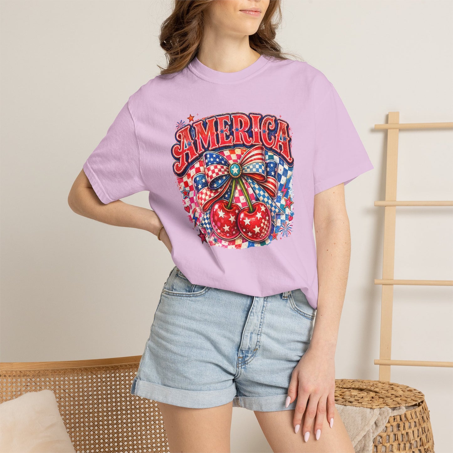 America Cherry Graphic T-Shirt — Patriotic 4th of July Tee