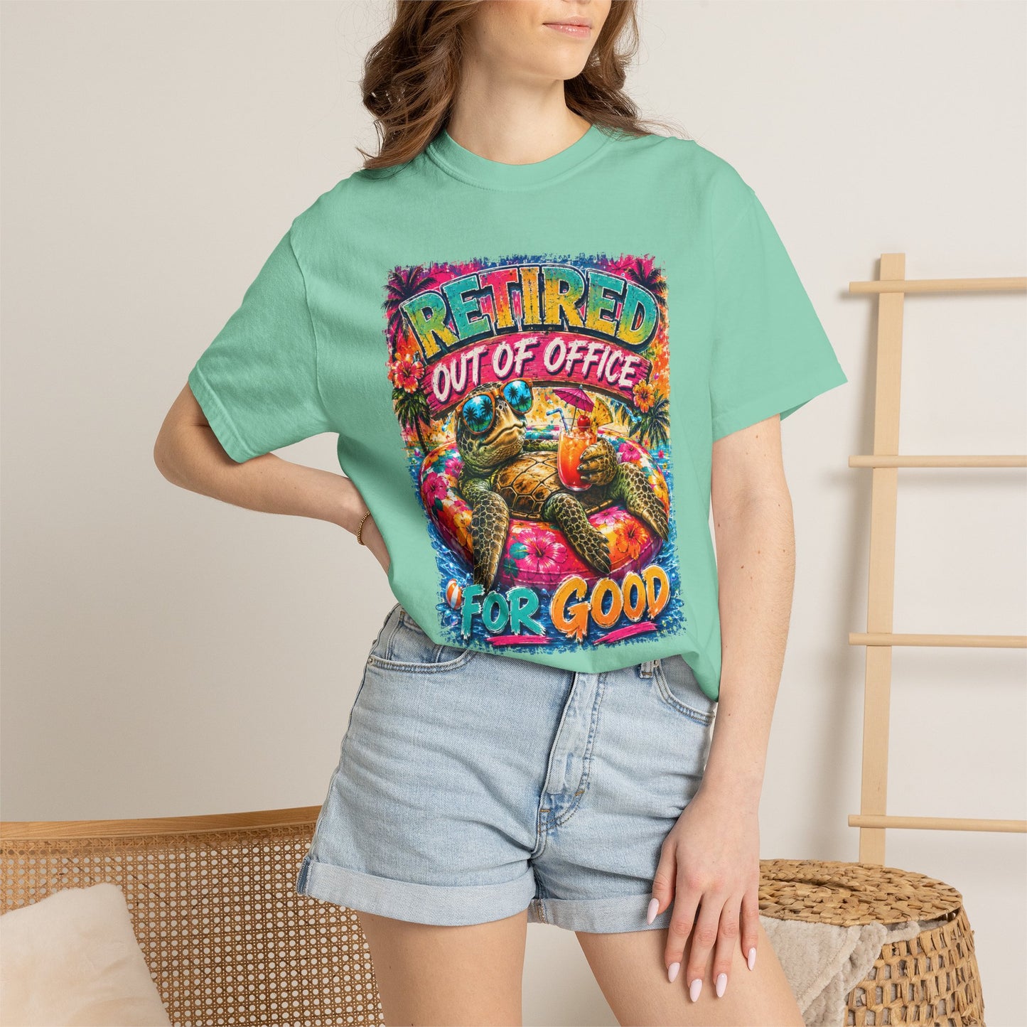 Retired Out of Office For Good T-Shirt — Funny Retirement Turtle Tee