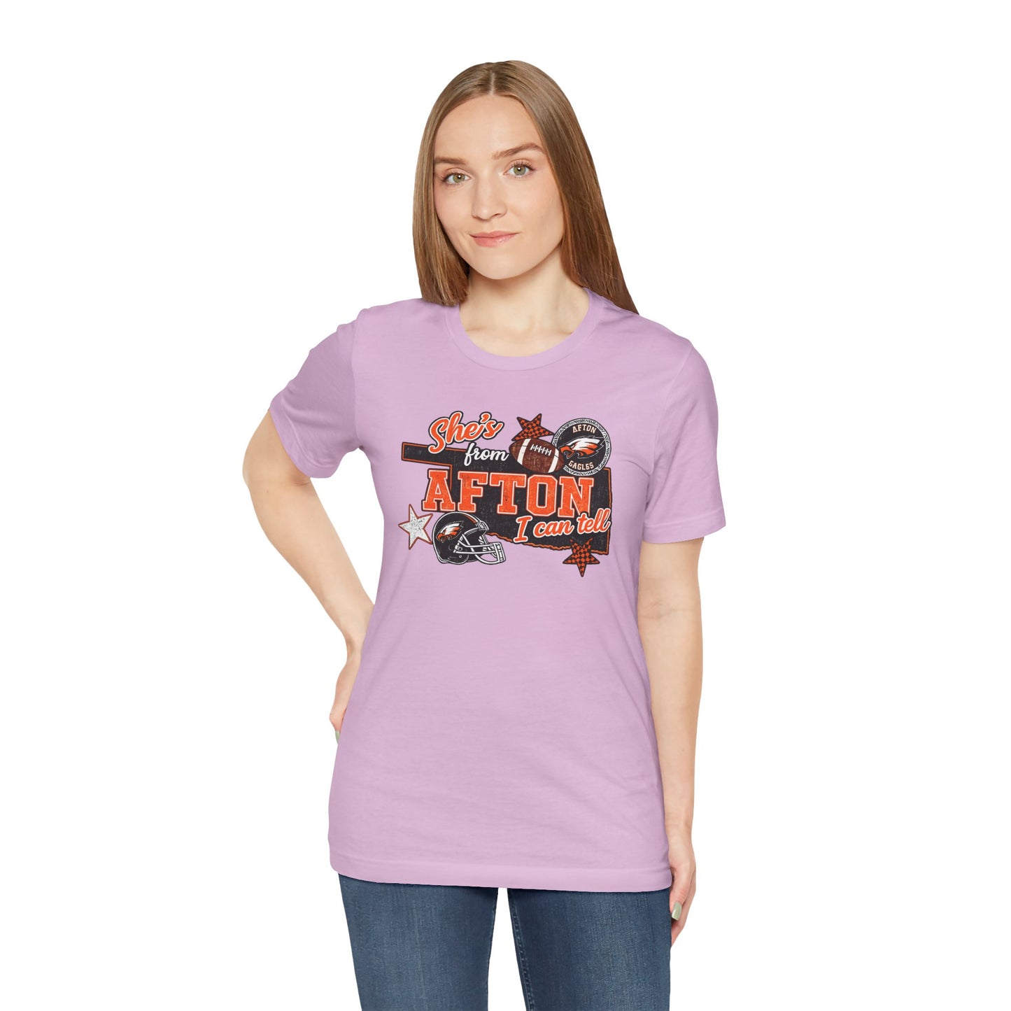 Afton Football Town Retro Graphic Tee — "Shes from Afton I can too"