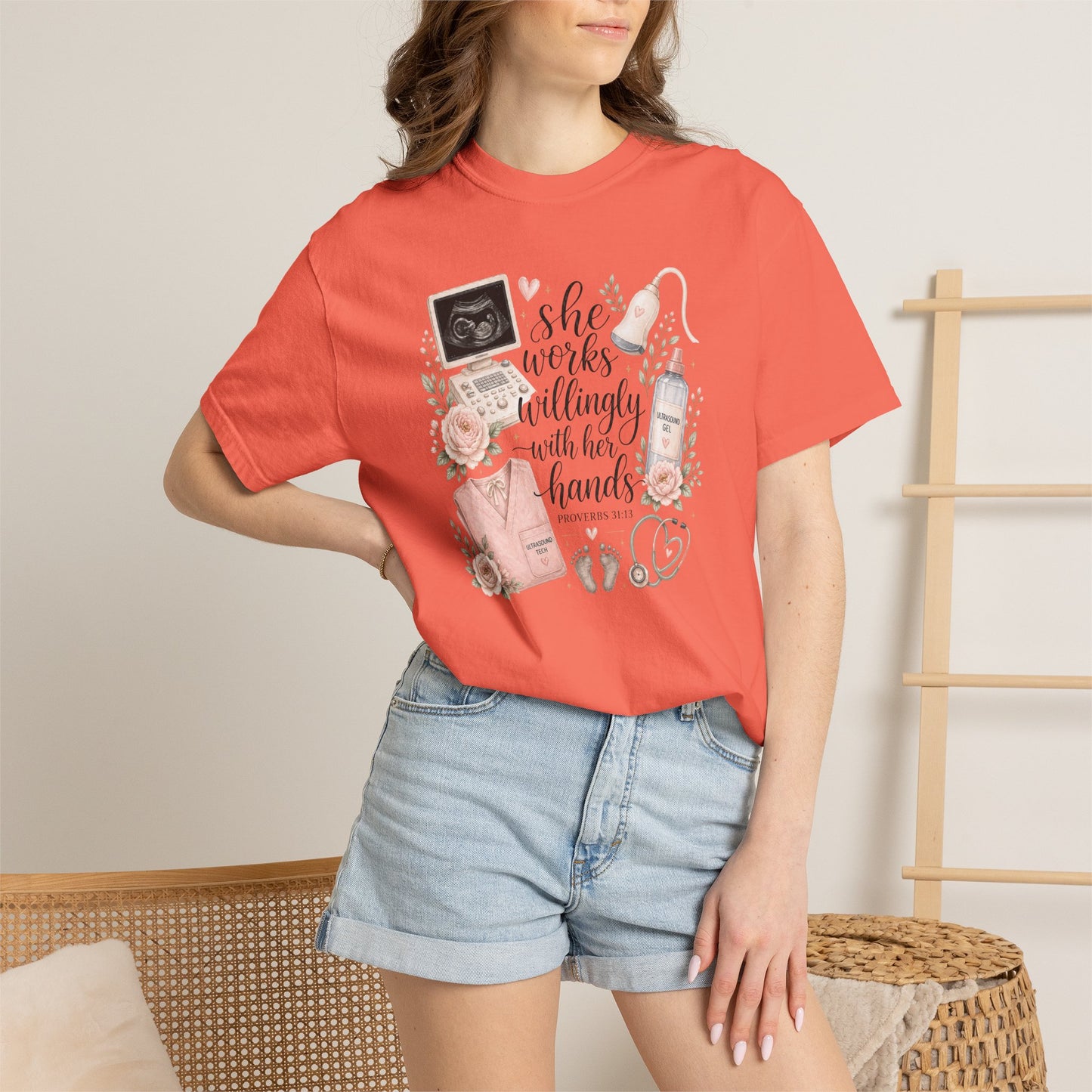 She Works Willingly With Her Hands – Ultrasound Tech Tee