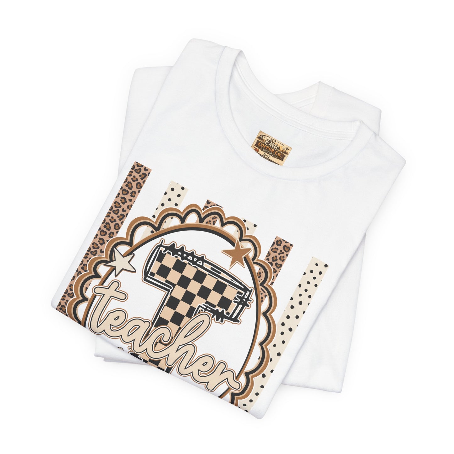 Teacher Monogram Tee — Number 1 Checkered Design