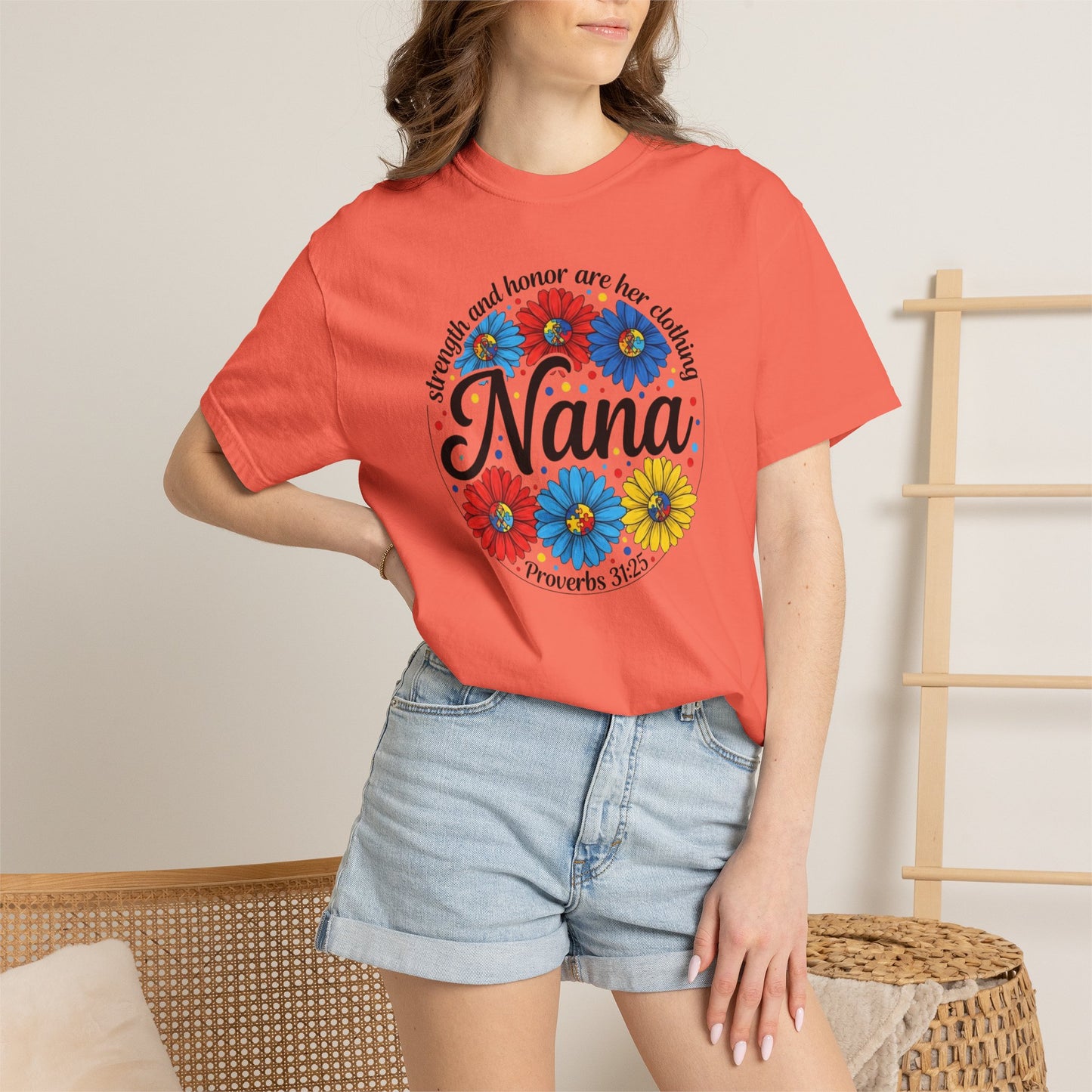 Nana Floral Proverbs T-Shirt — “Strength and Honor” Grandma Gift