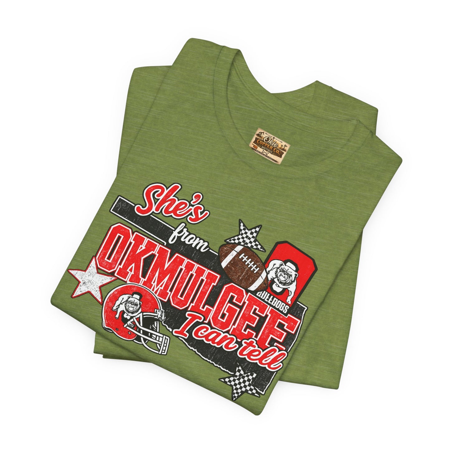 Okmulgee Cardinals Football Tee — She’s From Okmulgee Design