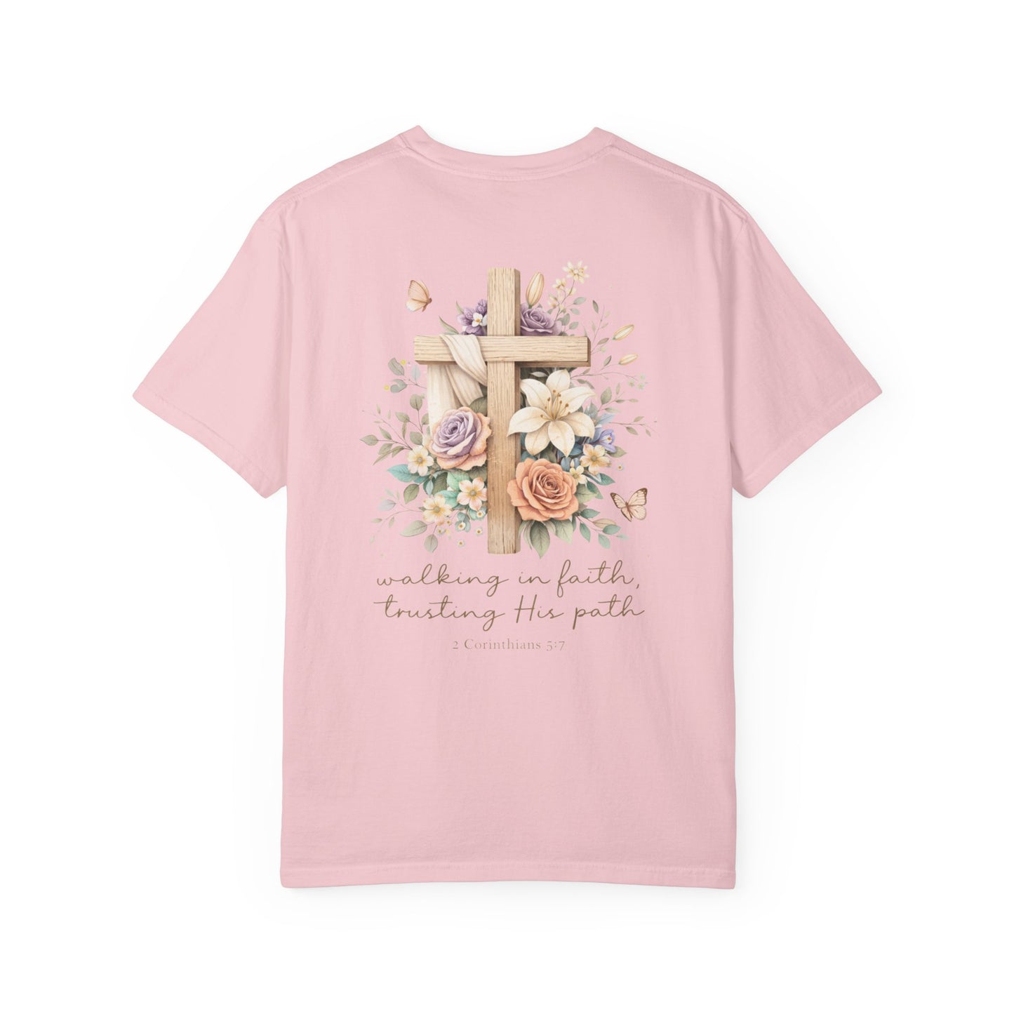 Jesus Is the Light T-Shirt — Floral Cross Christian Tee (Walking in Faith)