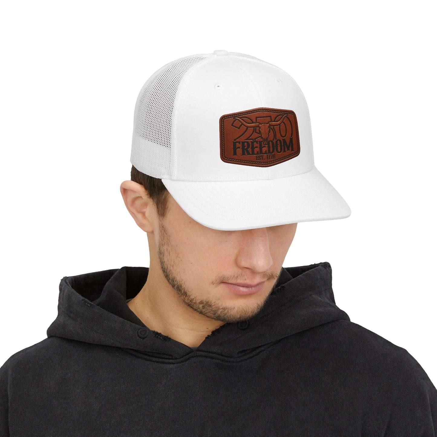 Freedom Leather Patch Snapback Trucker Hat