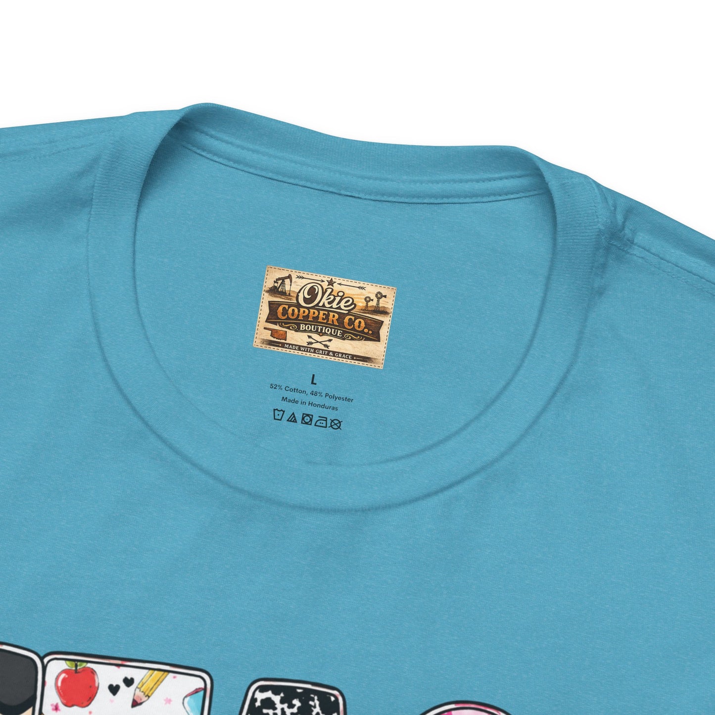 Teach Colorblock Graphic Tee – Cute Patterned Teacher T-Shirt