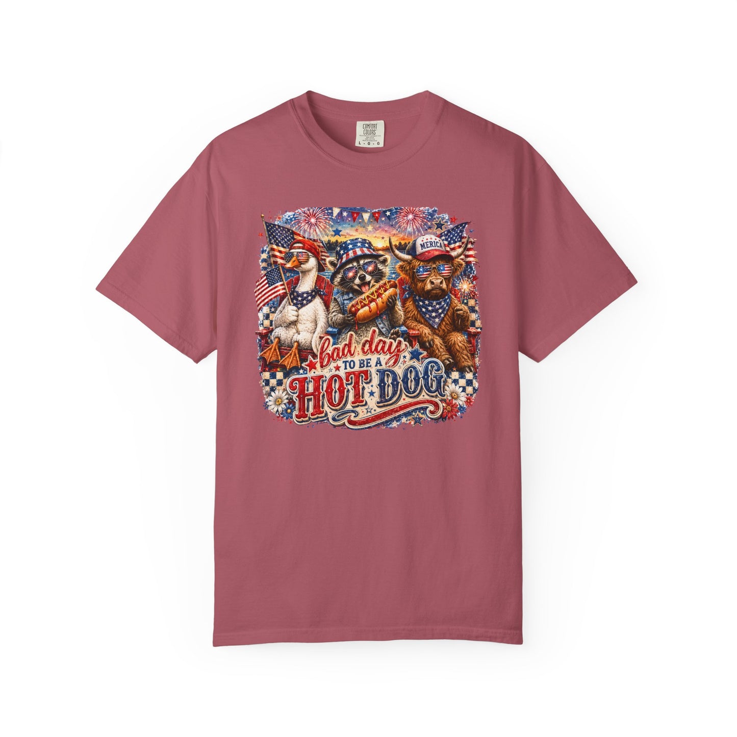 Patriotic 'Born to Be a Hot Dog' Graphic T-Shirt