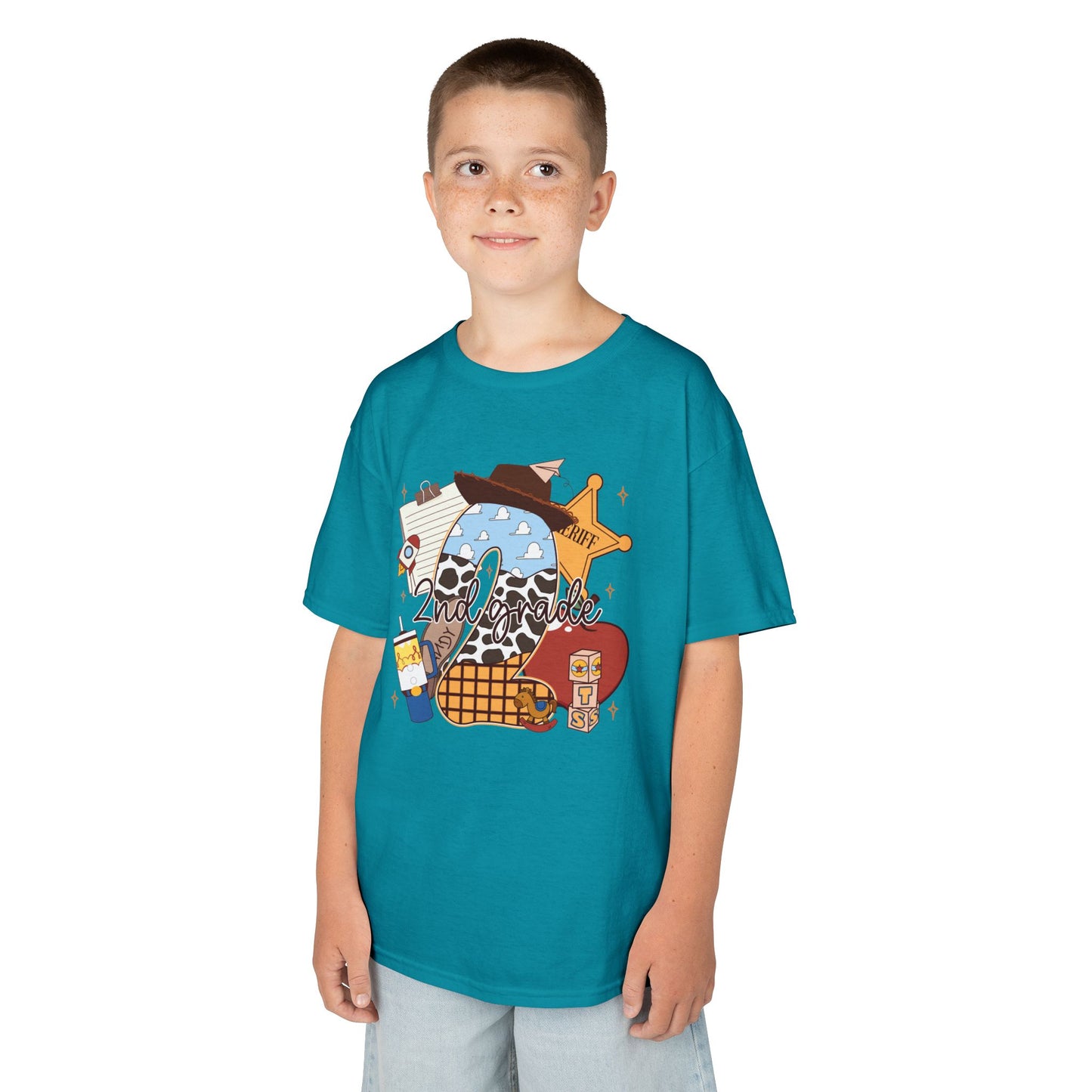 Kids Graphic Tee — Cute Western Sheriff Skull Cowboy Design