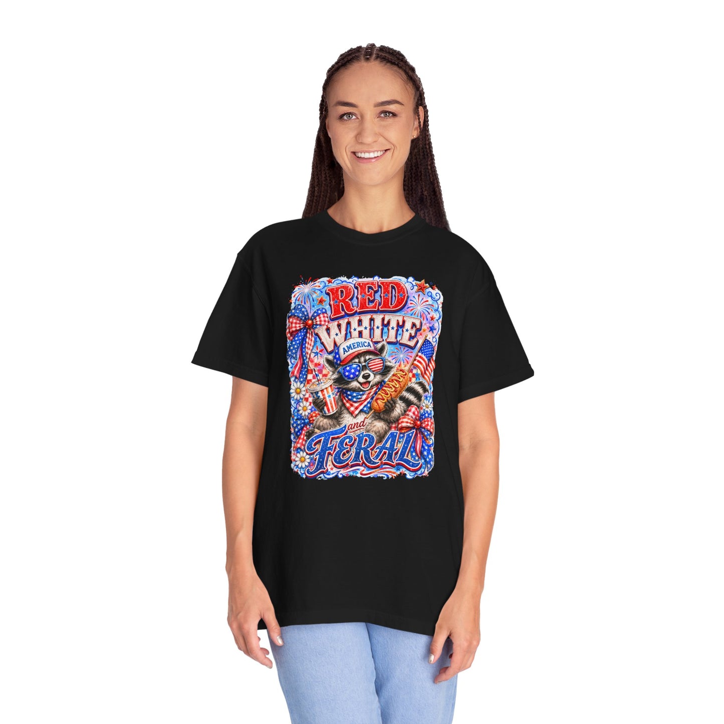 Patriotic "Red White Feral" Graphic T-Shirt